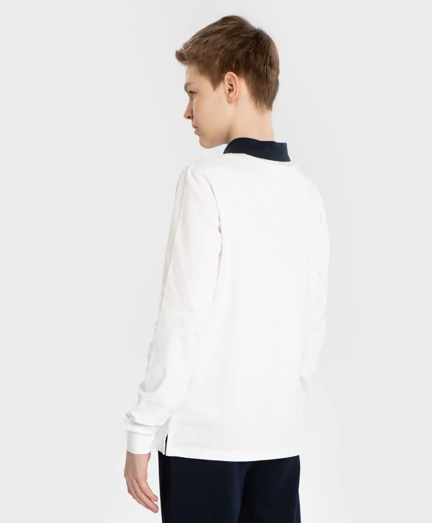 Polo cu guler și fermoar, alb, Button Blue