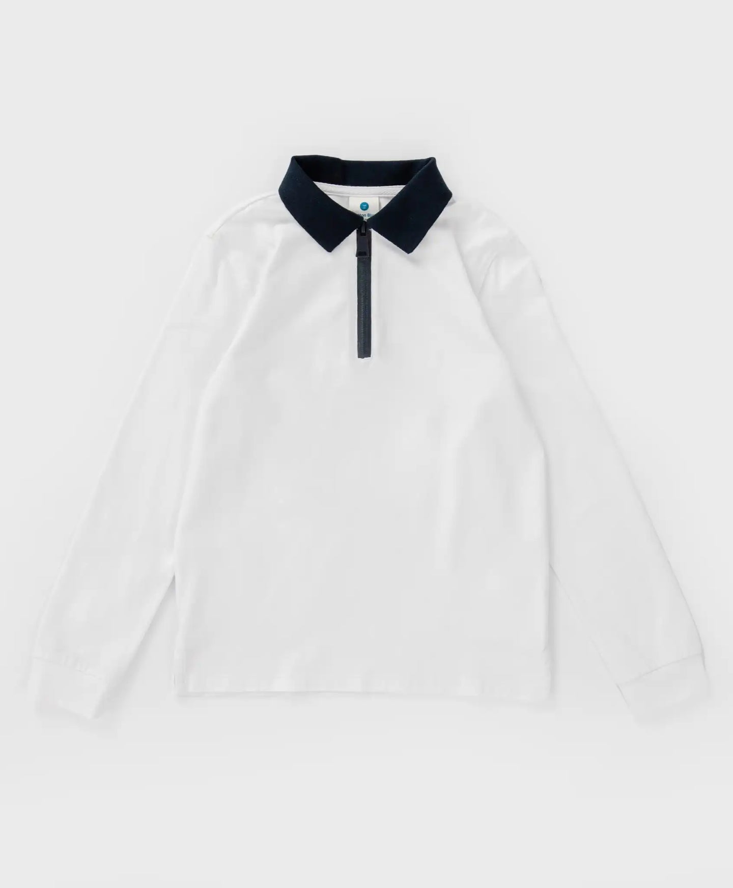 Polo cu guler și fermoar, alb, Button Blue