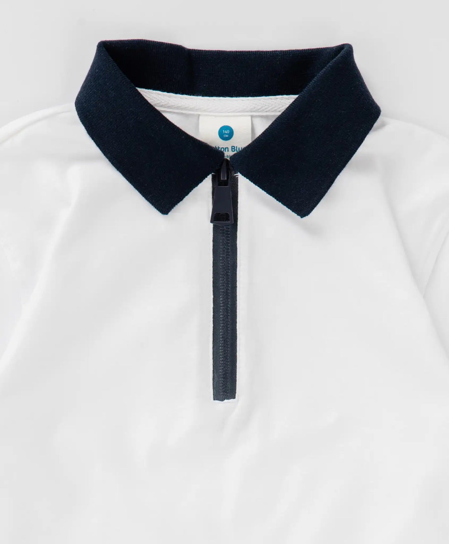 Polo cu guler și fermoar, alb, Button Blue