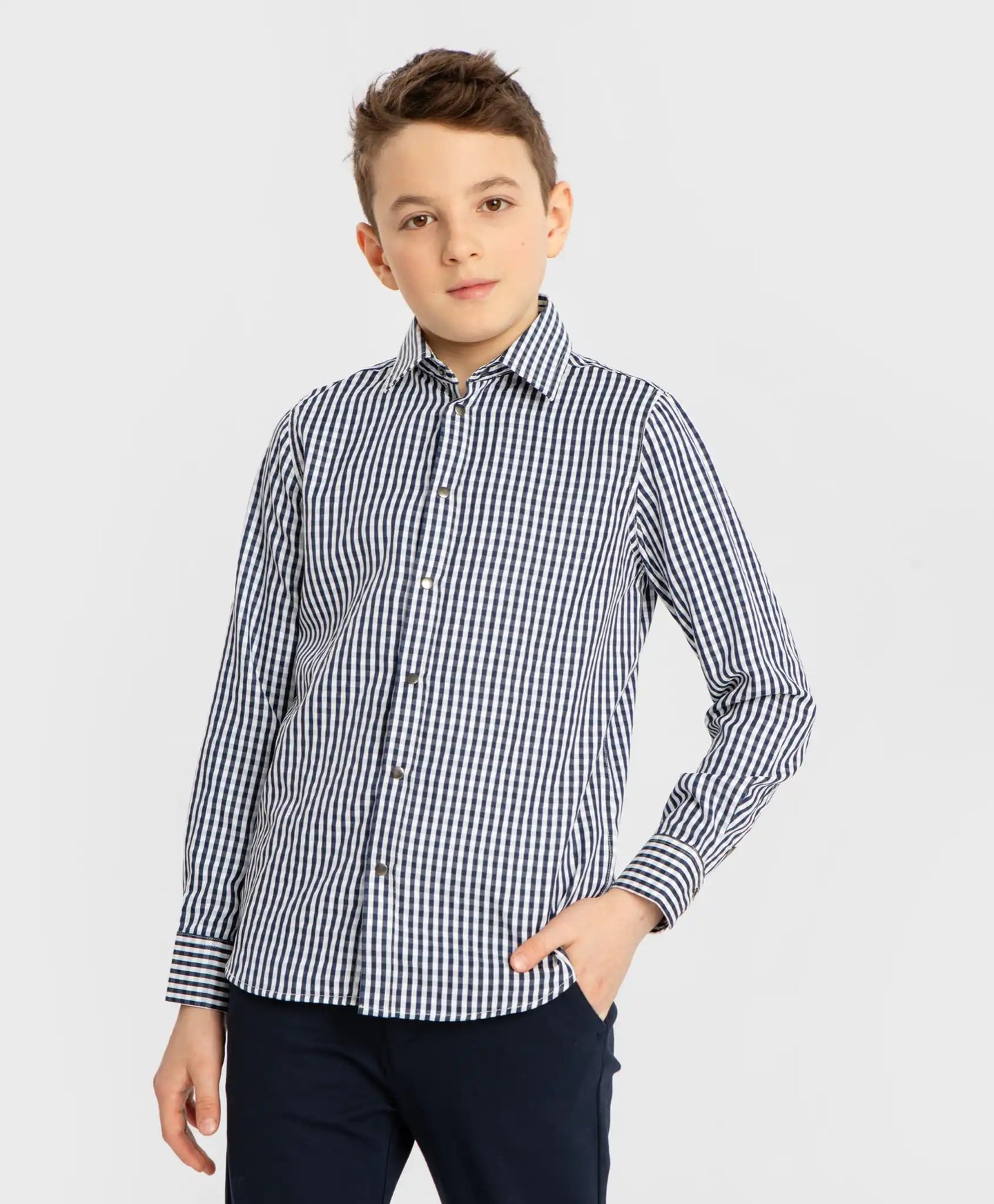 Cămașă cu mâneci lungi carouri albastru Button Blue