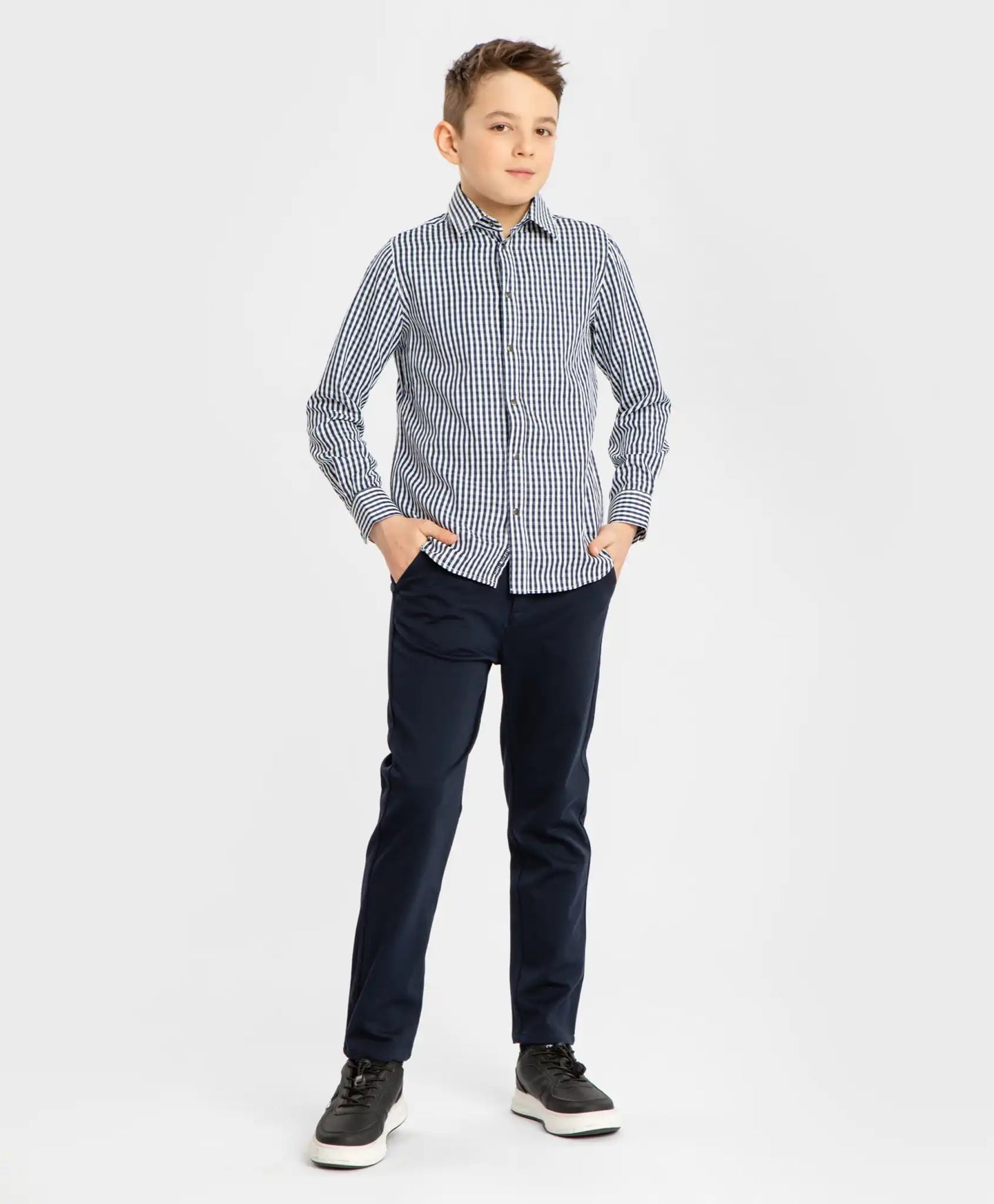 Cămașă cu mâneci lungi carouri albastru Button Blue