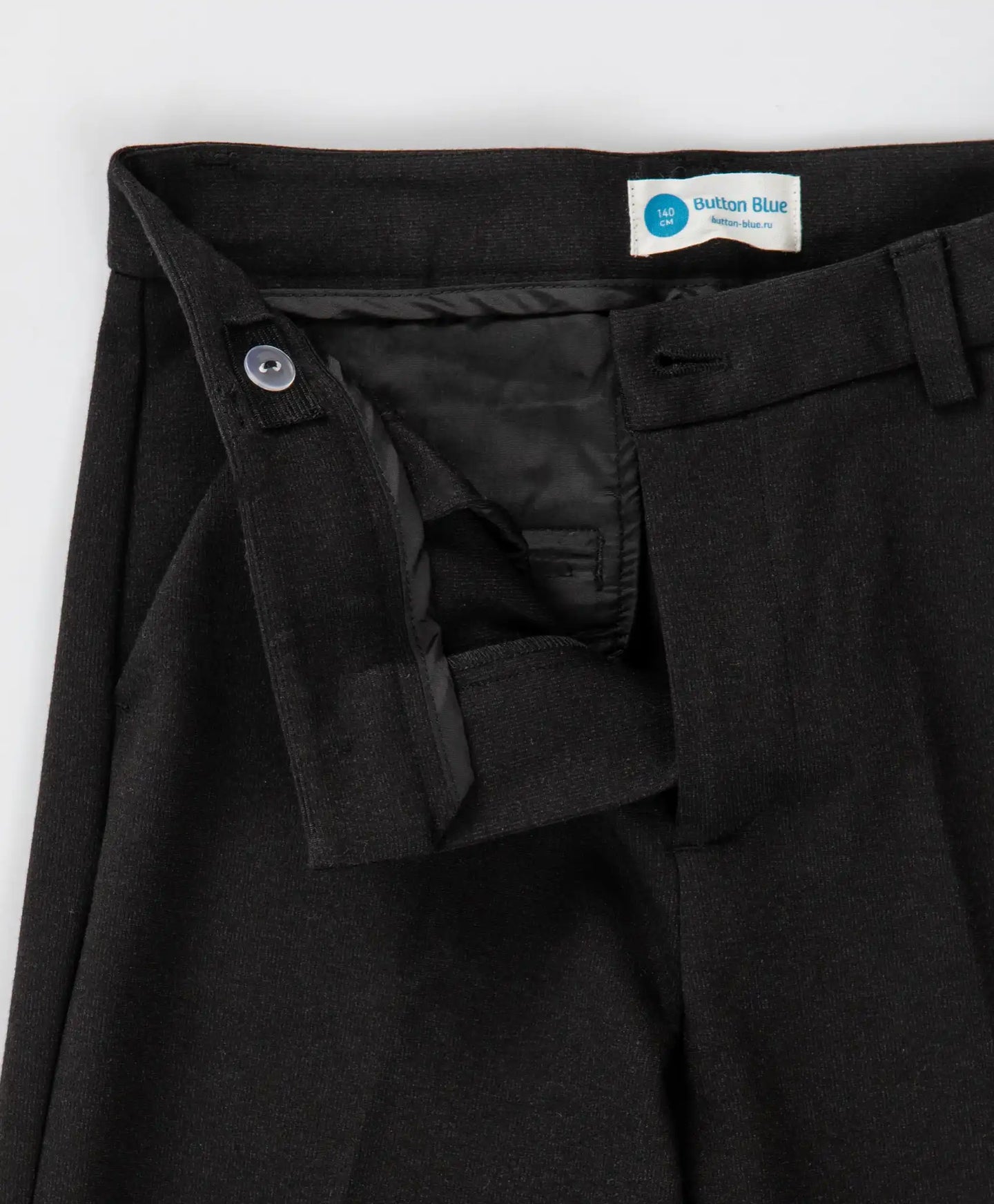 Pantaloni cu dungi presate, negri, pentru băiat, Button Blue