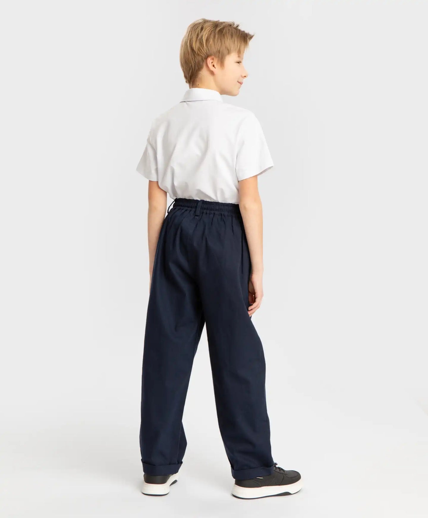 Pantaloni banana, cu pliuri, albaștri, Button Blue