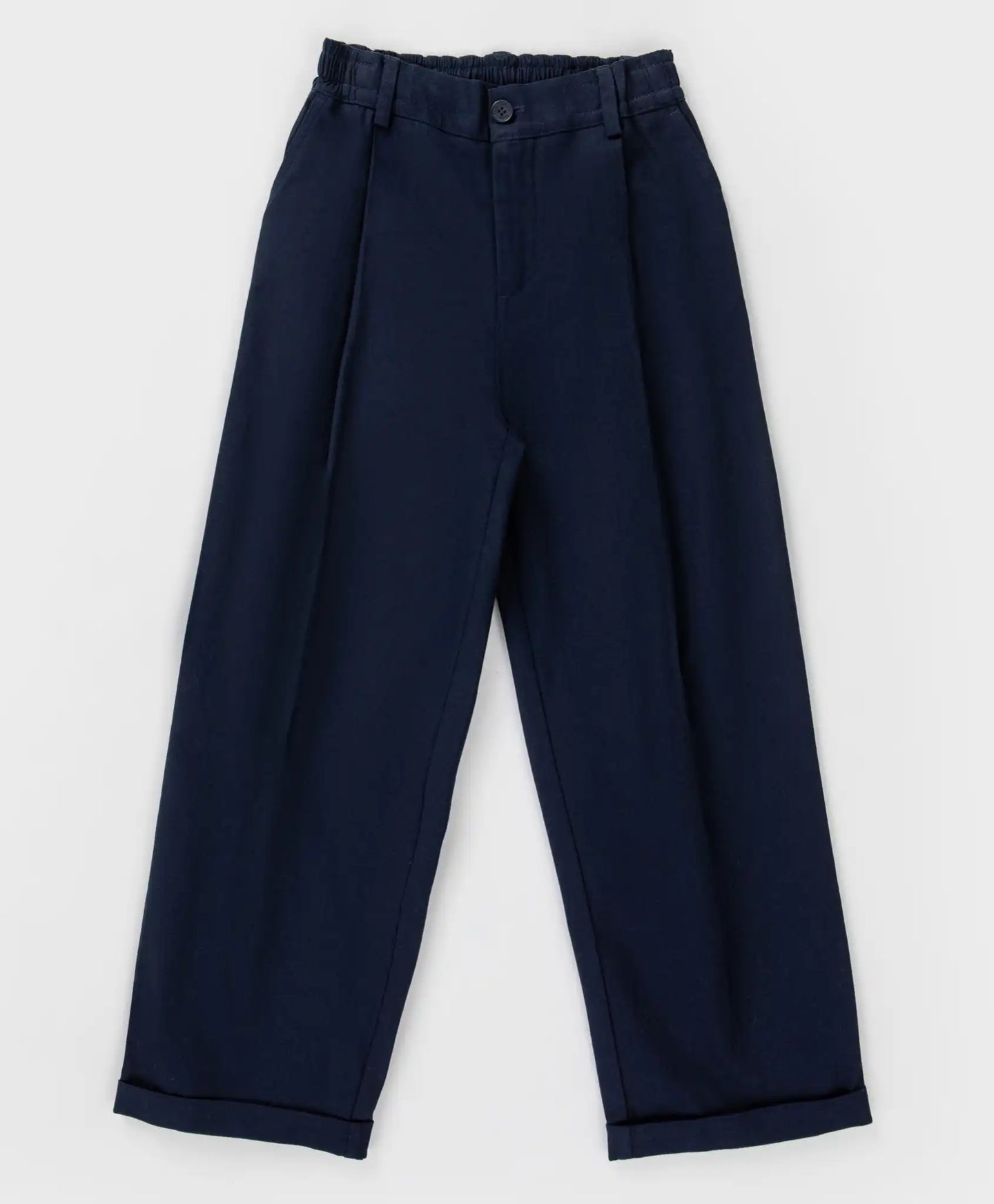 Pantaloni banana, cu pliuri, albaștri, Button Blue