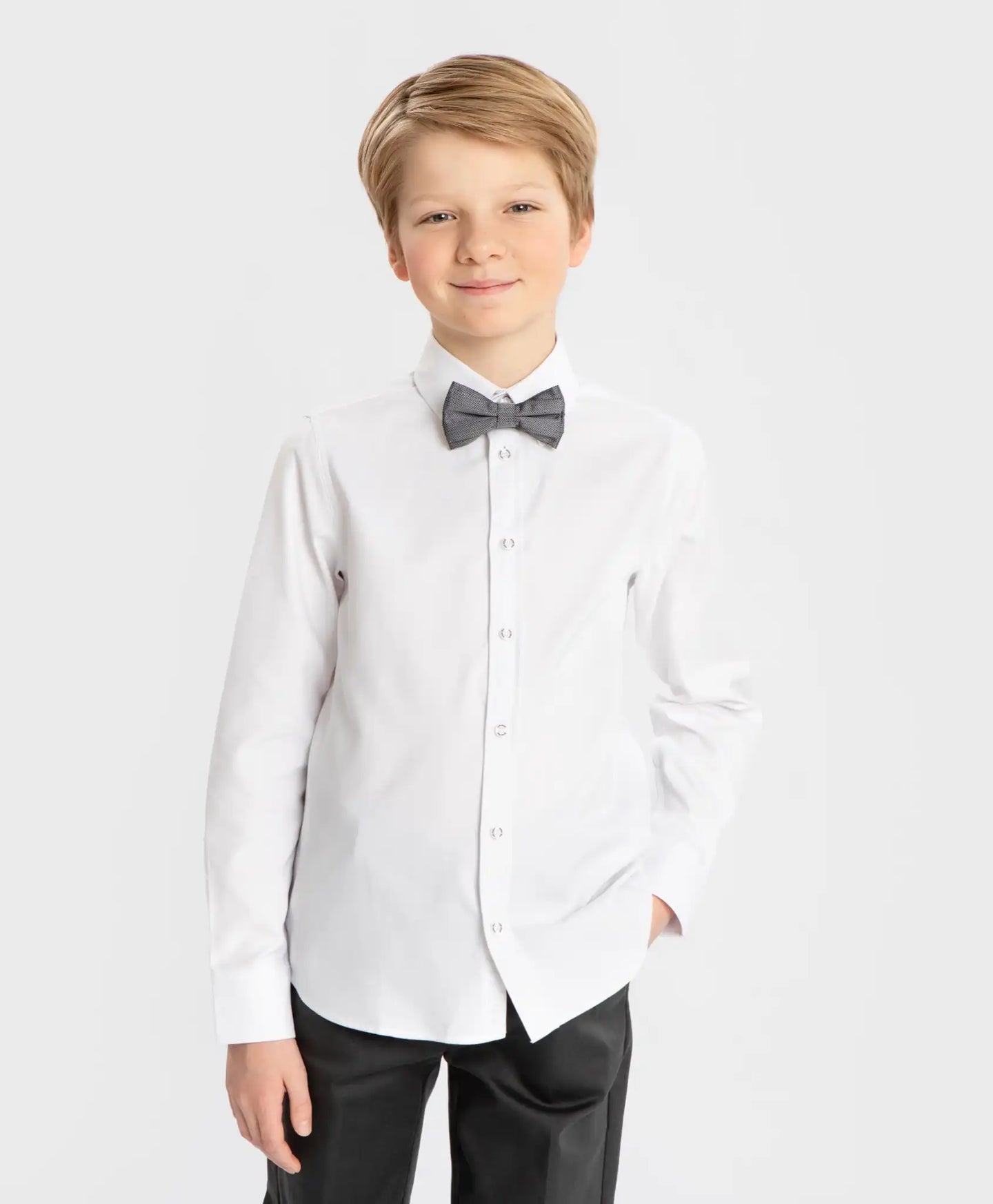 Papion cu imprimeu geometric, gri, Button Blue