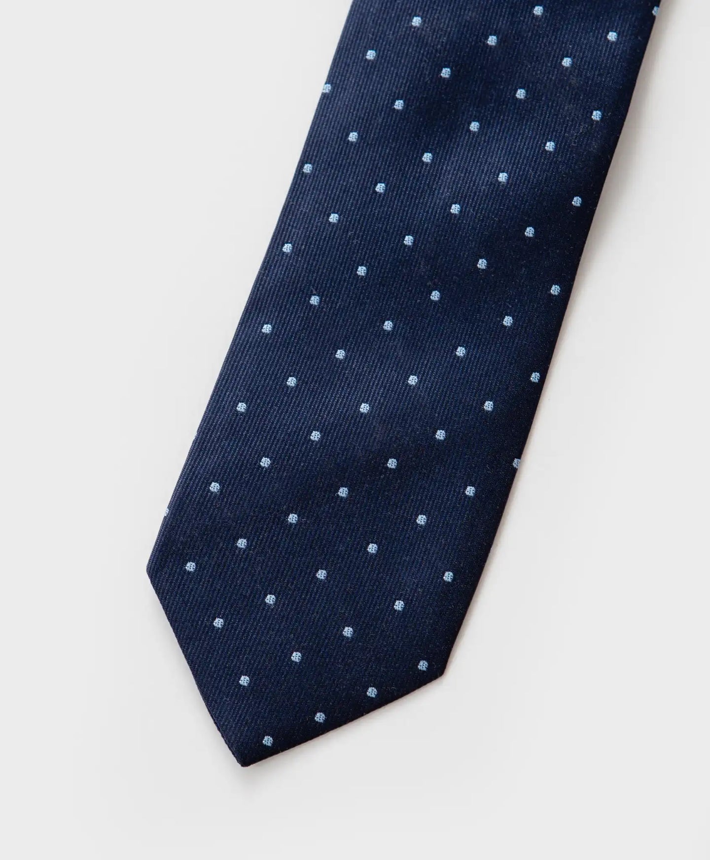 Cravată cu puncte și nod preformat, albastră, Button Blue