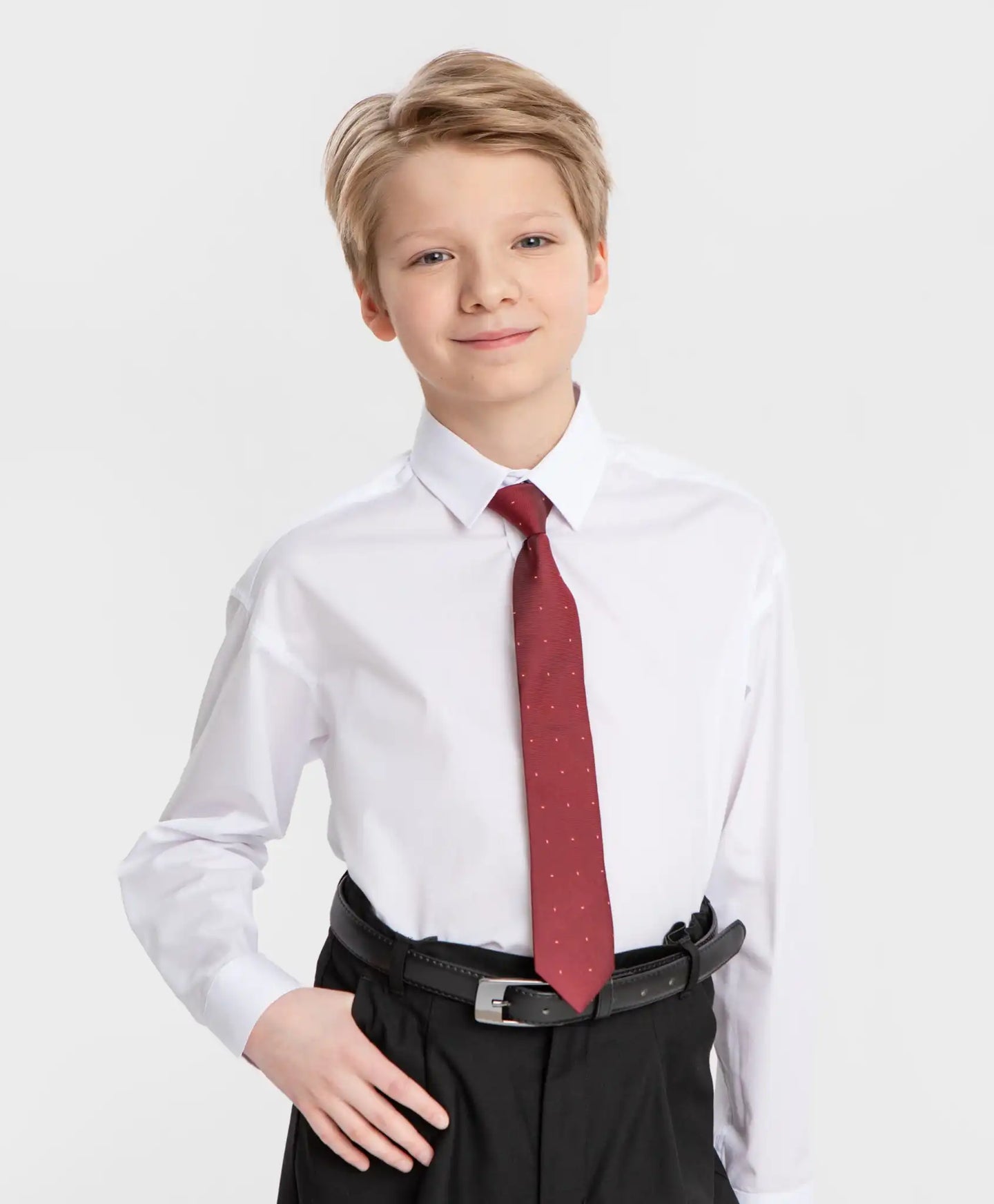 Cravată pe elastic, roșie, Button Blue