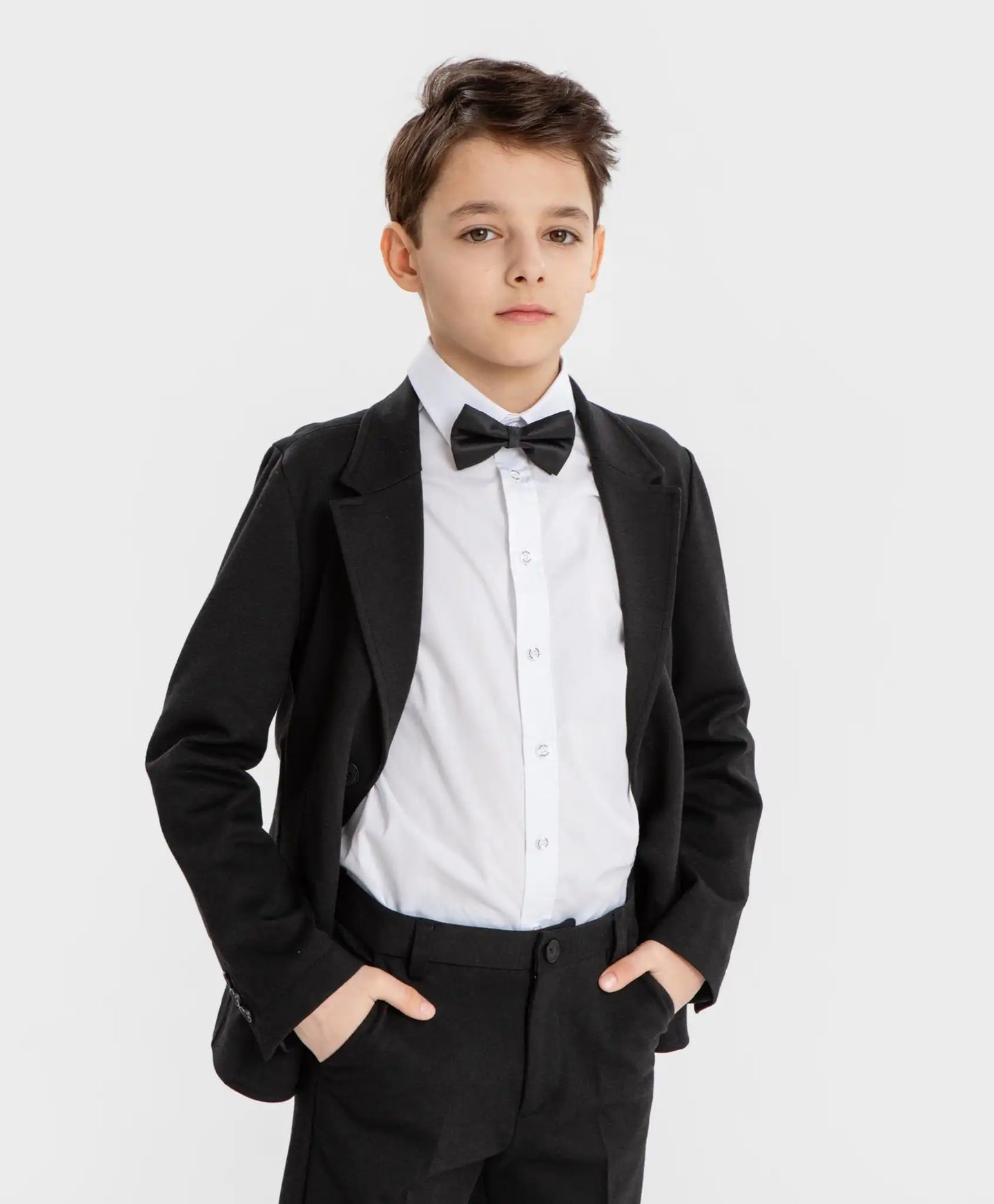 Papion cu închidere din plastic, negru, Button Blue