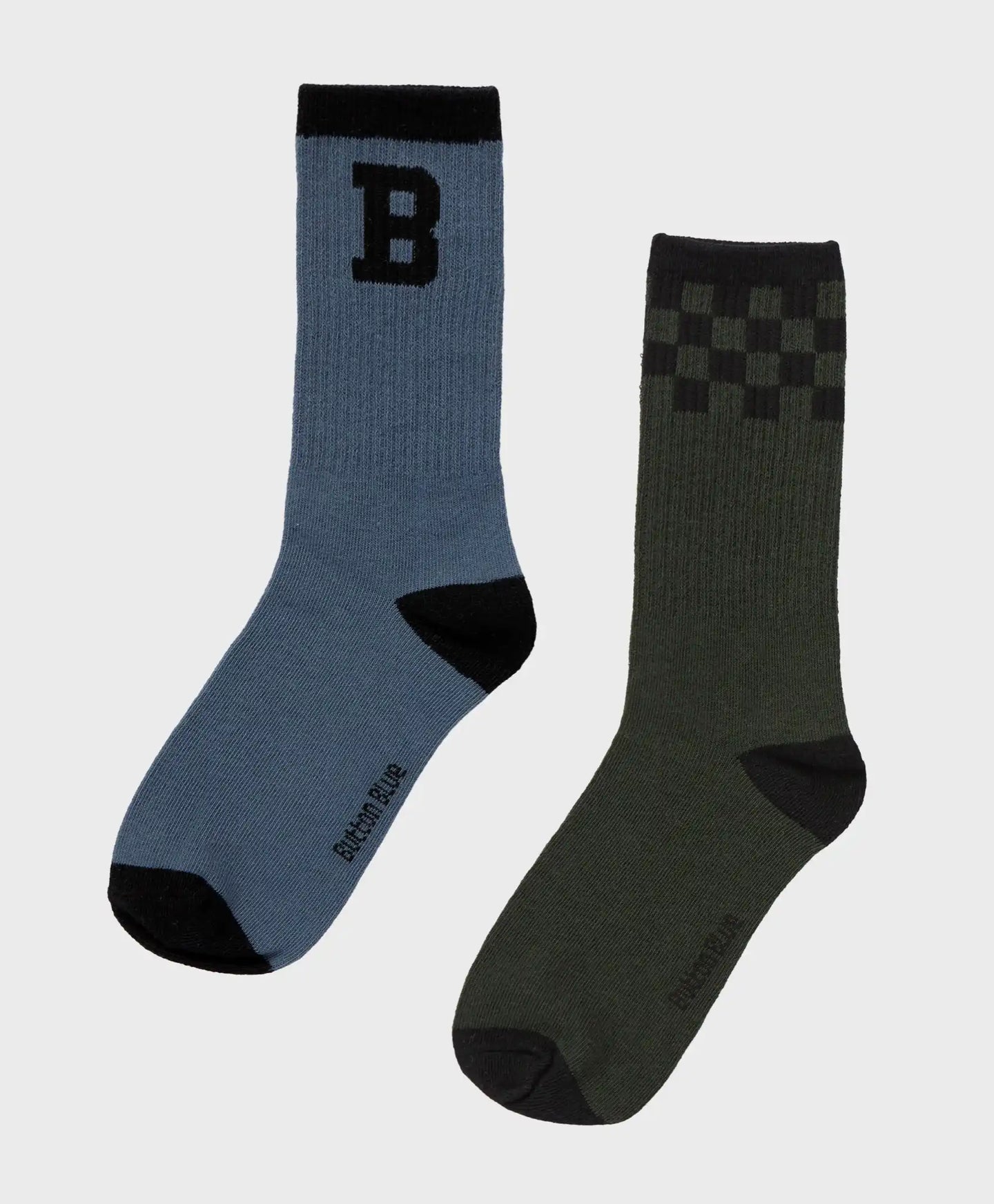 Set de două perechi de șosete înalte, multicolore, pentru băiat, Button Blue