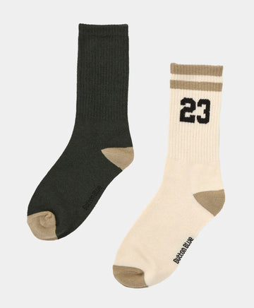 Set de două perechi de șosete înalte, multicolore, pentru băiat, Button Blue