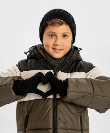 Mănuși tricotate negre pentru copii, Button Blue