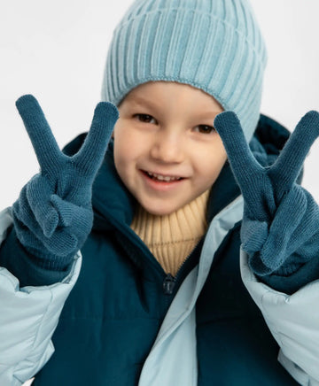 Mănuși tricotate albastre pentru copii, Button Blue