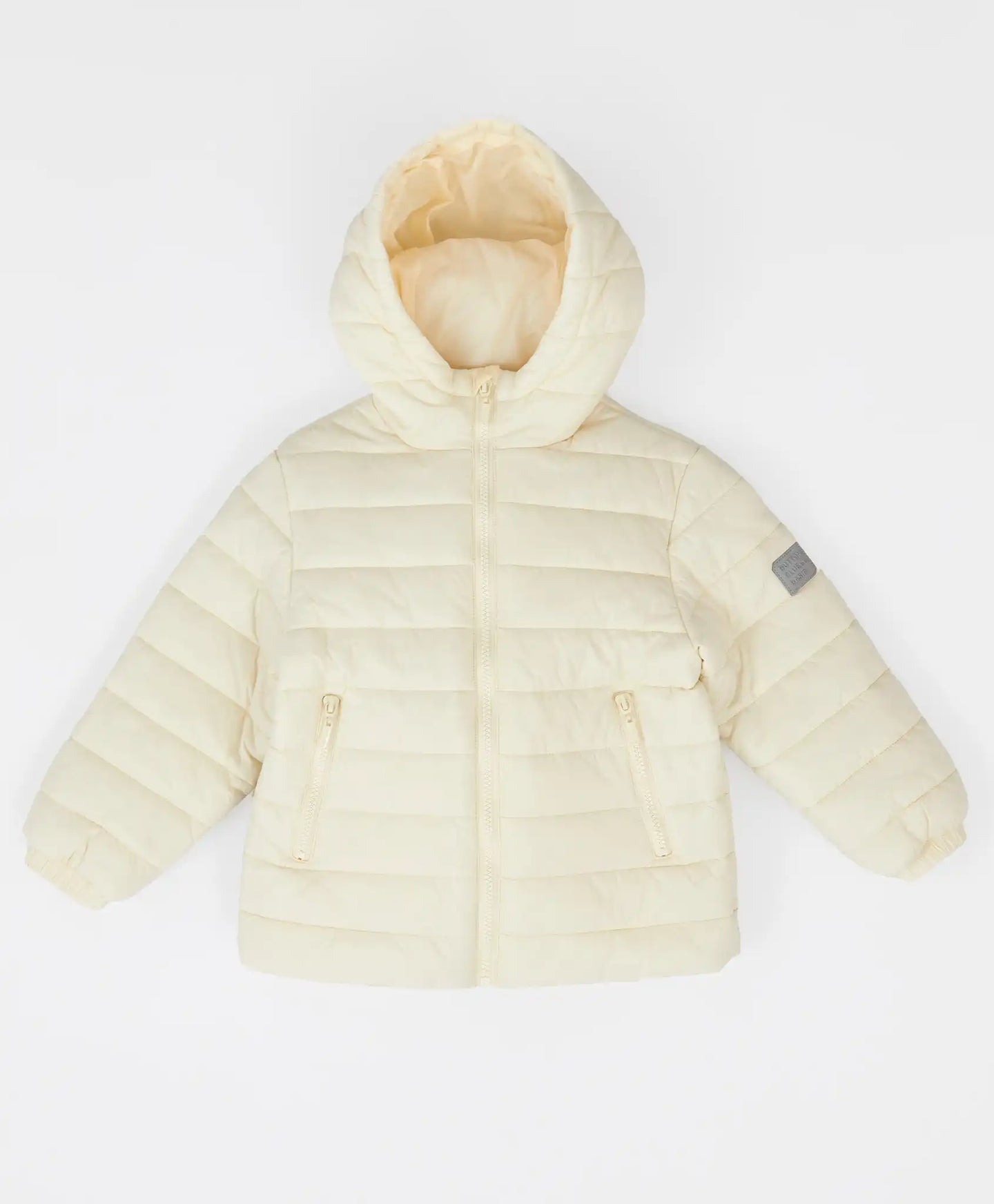 Geacă de sezon intermediar cu glugă, matlasată, crem, pentru copii, Button Blue