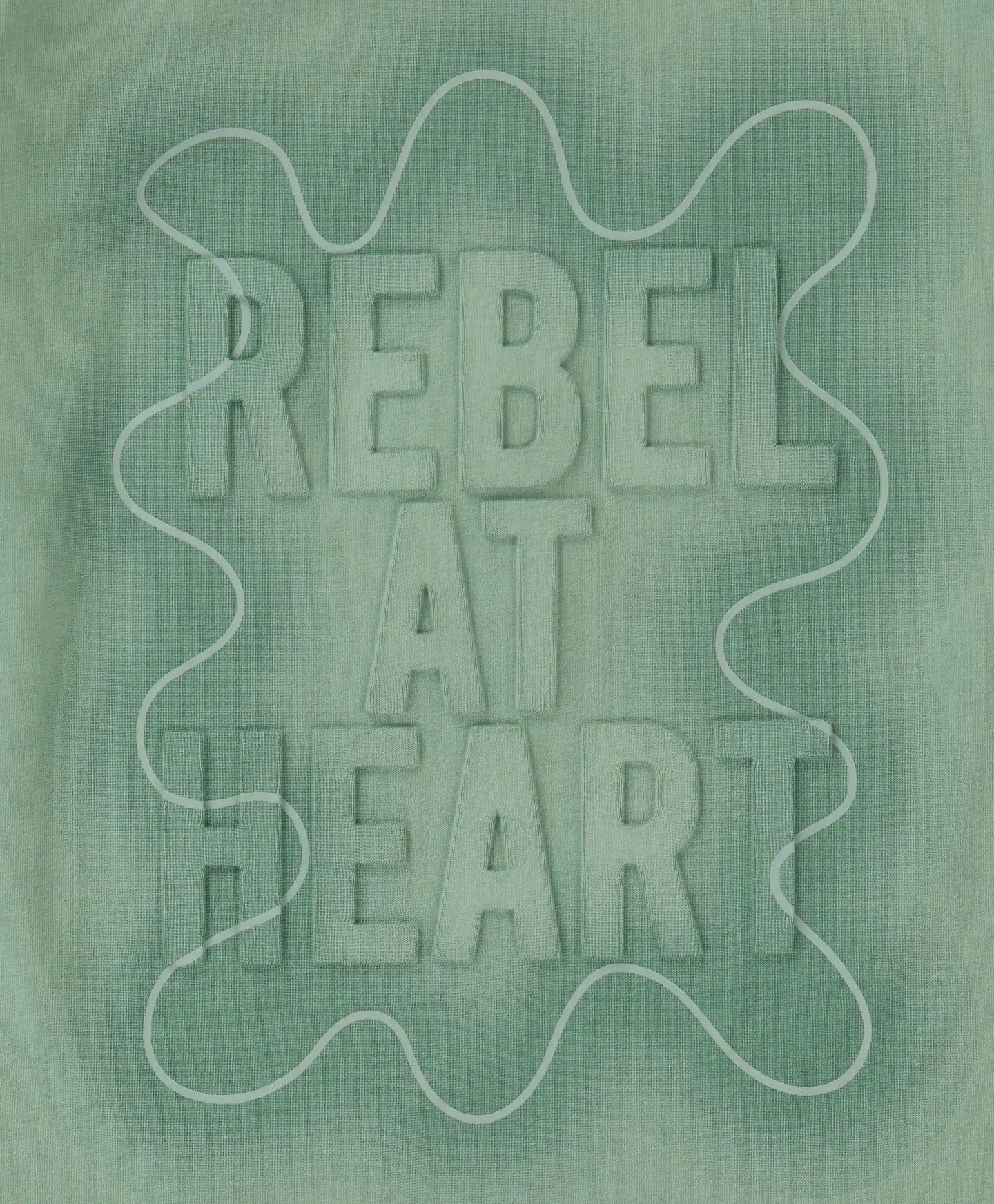 Tricou cu mâneci scurte și imprimeu reliefat verde pentru fete Button Blue