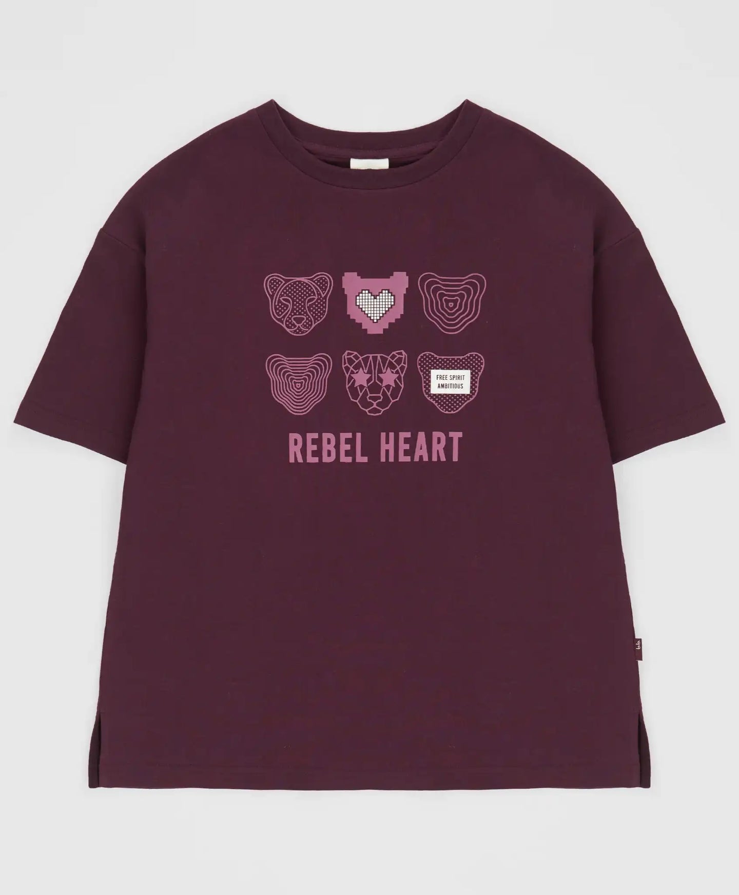 Tricou cu mâneci scurte și imprimeu reliefat mov pentru fete Button Blue