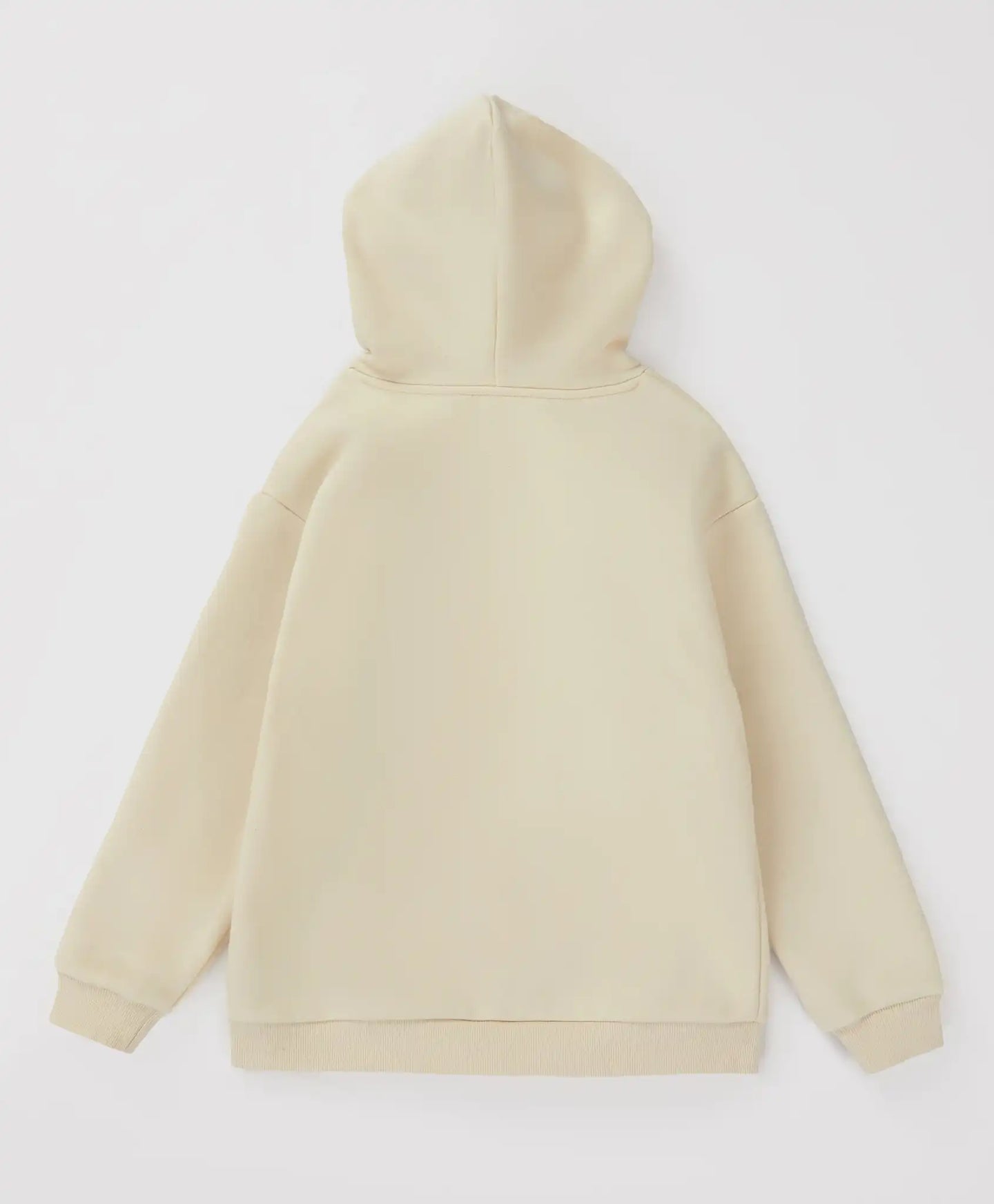 Hanorac cu fleece din lână și glugă crem pentru fete Button Blue