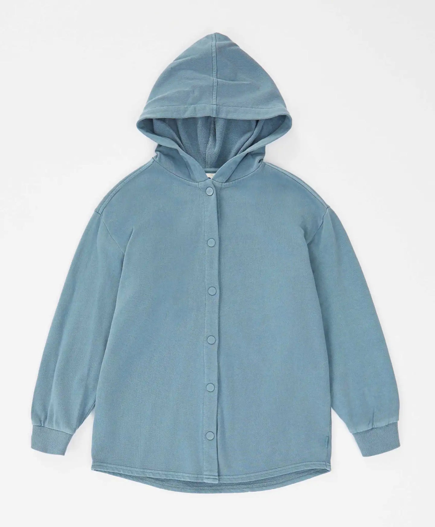 Hoodie oversized cu nasturi, glugă și efect de uzură albastru pentru copii Button Blue