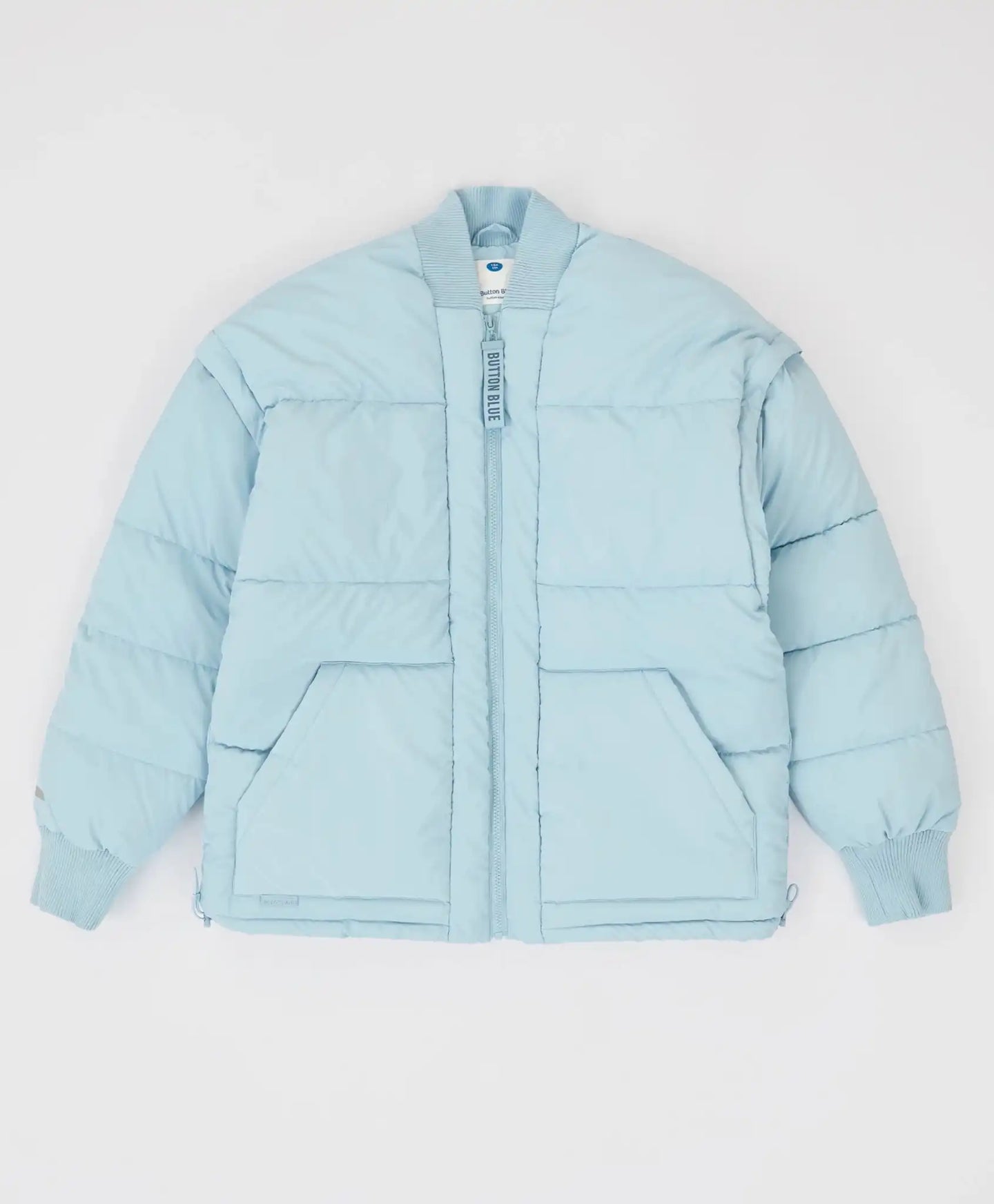 Geacă transformabilă de sezon intermediar cu mâneci detașabile, albastru deschis pentru fete, Button Blue