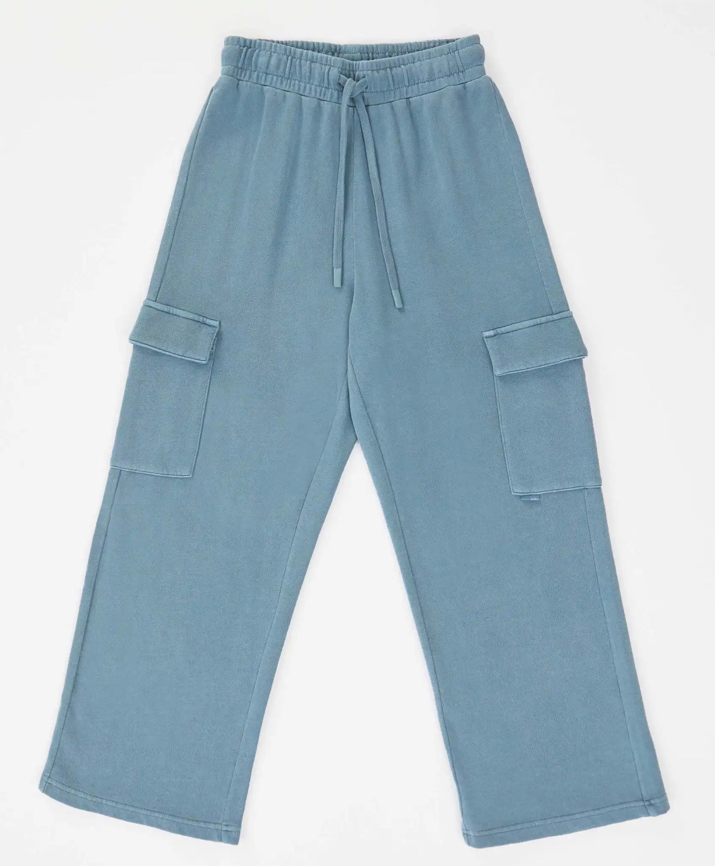 Pantaloni cargo largi, cu talie elastică și efect de uzură, albaștri, pentru copii, Button Blue