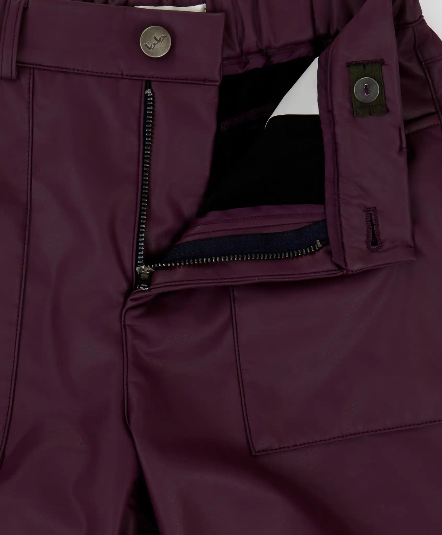 Pantaloni palazzo largi, din piele vegană, mov închis, pentru fată, Button Blue