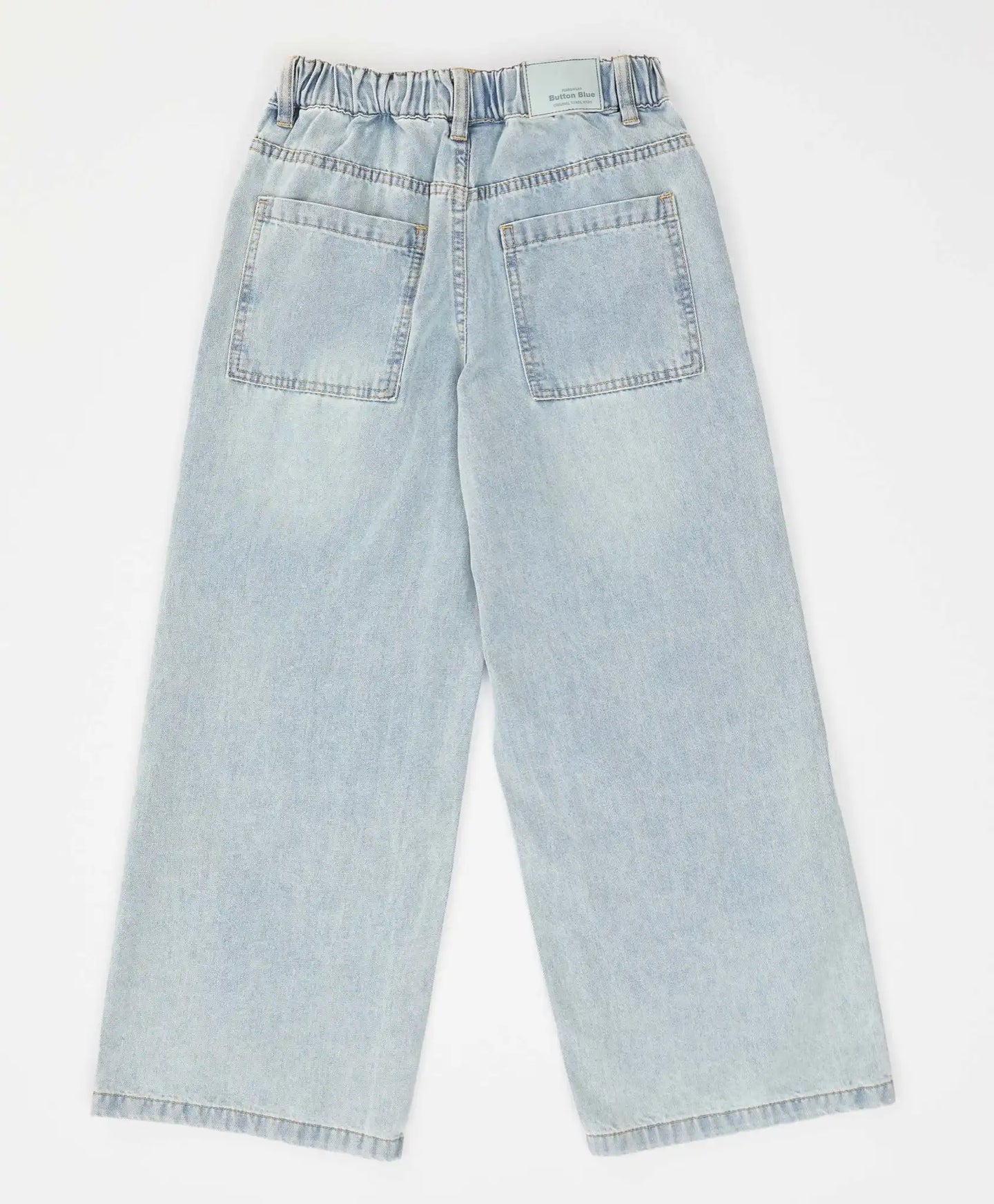 Blugi largi Buggy, cu buzunare la genunchi, albastru deschis, pentru copii, Button Blue