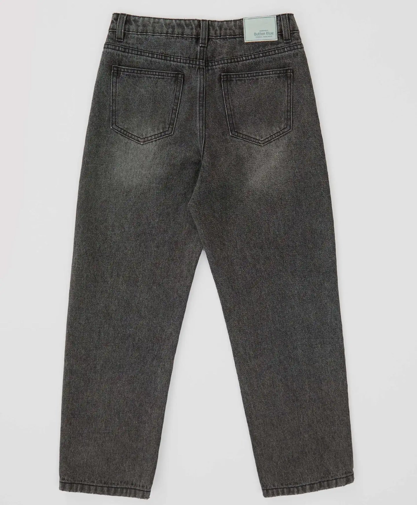 Blugi regular fit, cu croială dreaptă și efect de uzură, gri, pentru copii, Button Blue