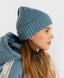 Căciulă tricotată cu tiv albastru deschis pentru copii Button Blue