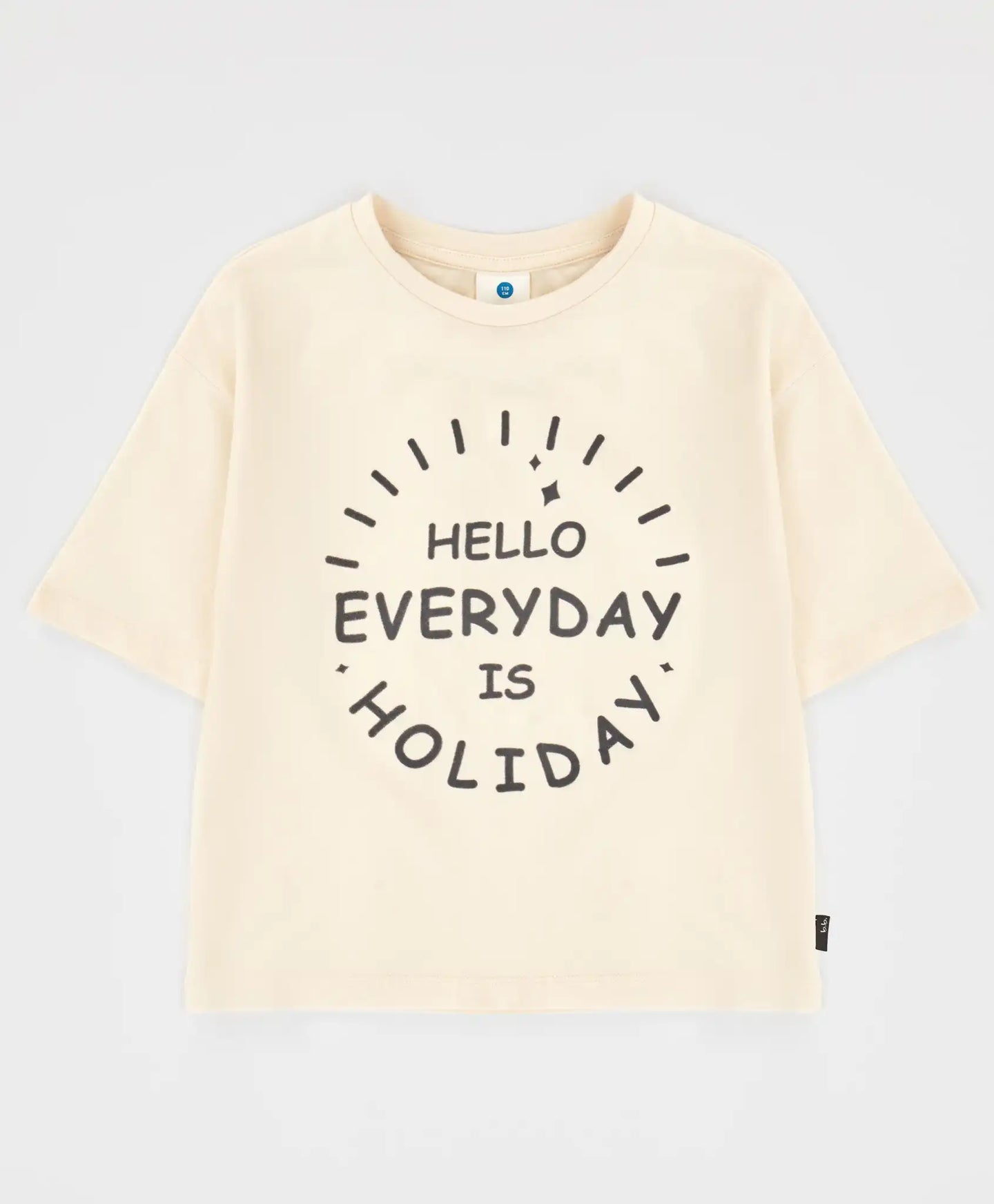 Tricou cu mâneci scurte și imprimeu moale bej pentru fete Button Blue