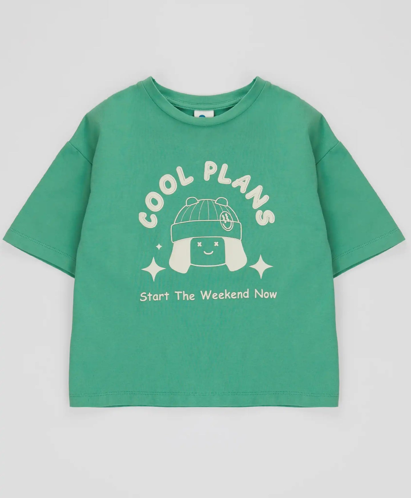 Tricou cu mâneci scurte și imprimeu verde pentru fete Button Blue