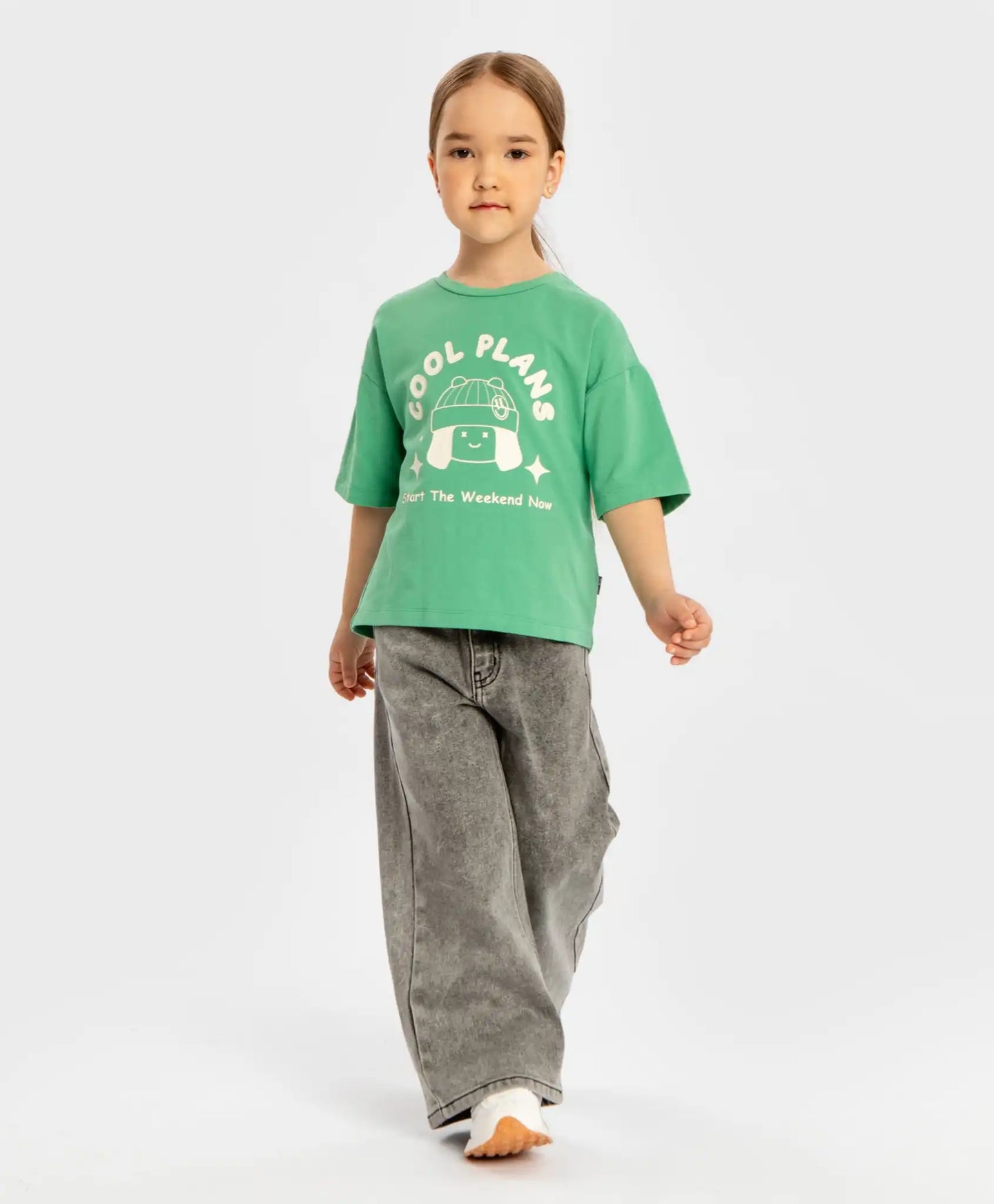 Tricou cu mâneci scurte și imprimeu verde pentru fete Button Blue