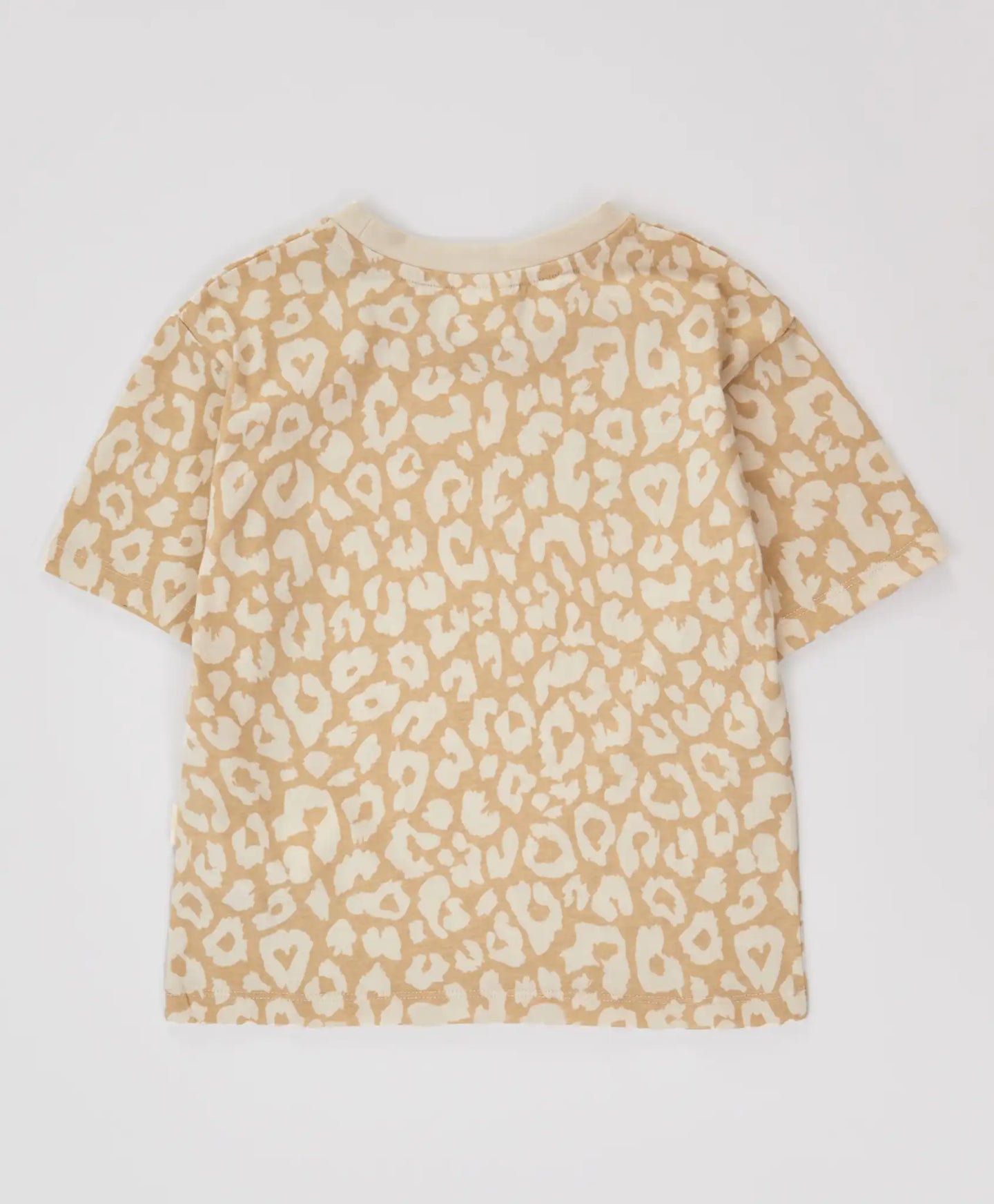 Tricou cu mâneci scurte și imprimeu leopard bej pentru fete Button Blue