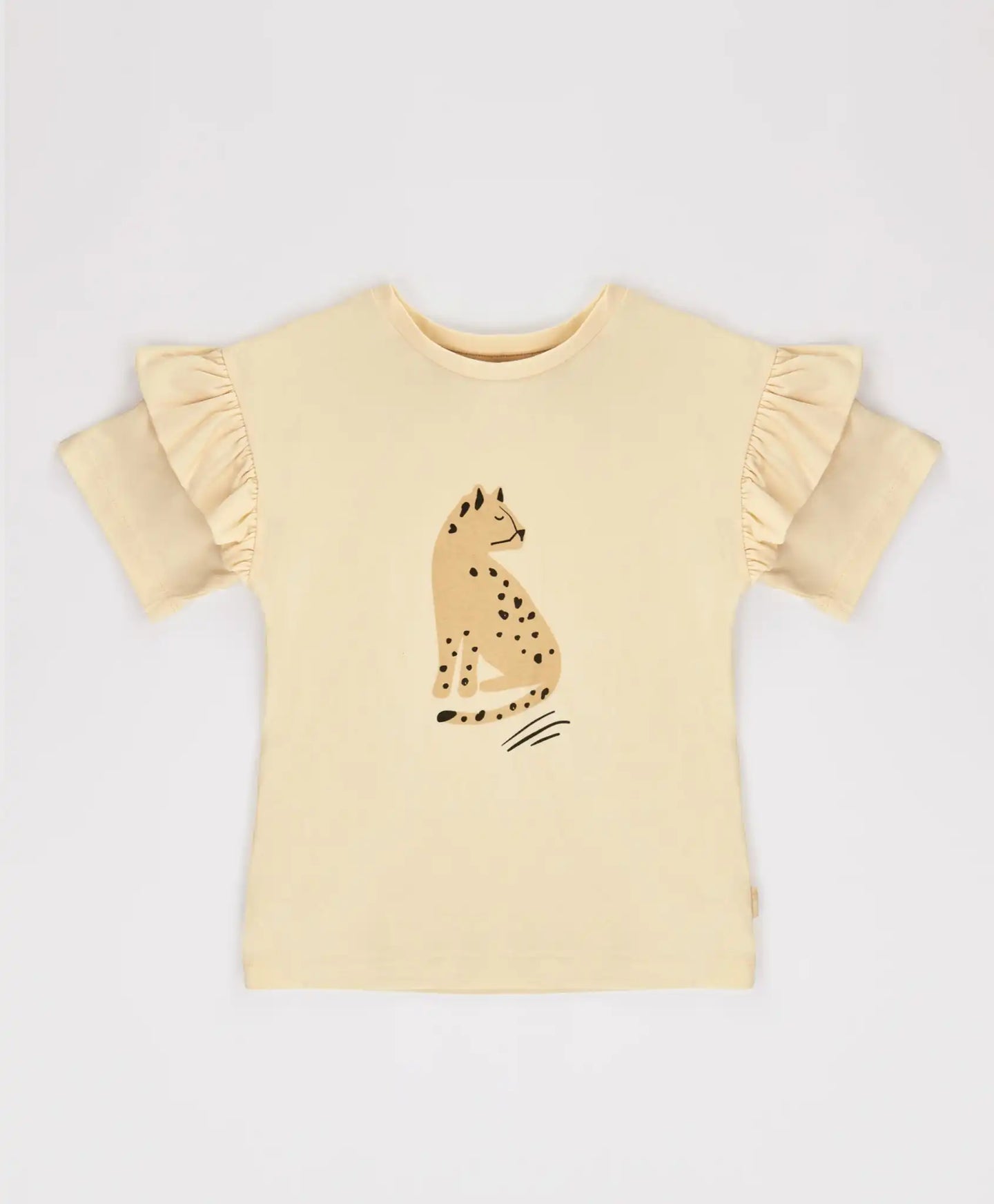 Tricou cu mâneci scurte și volan crem pentru fete Button Blue