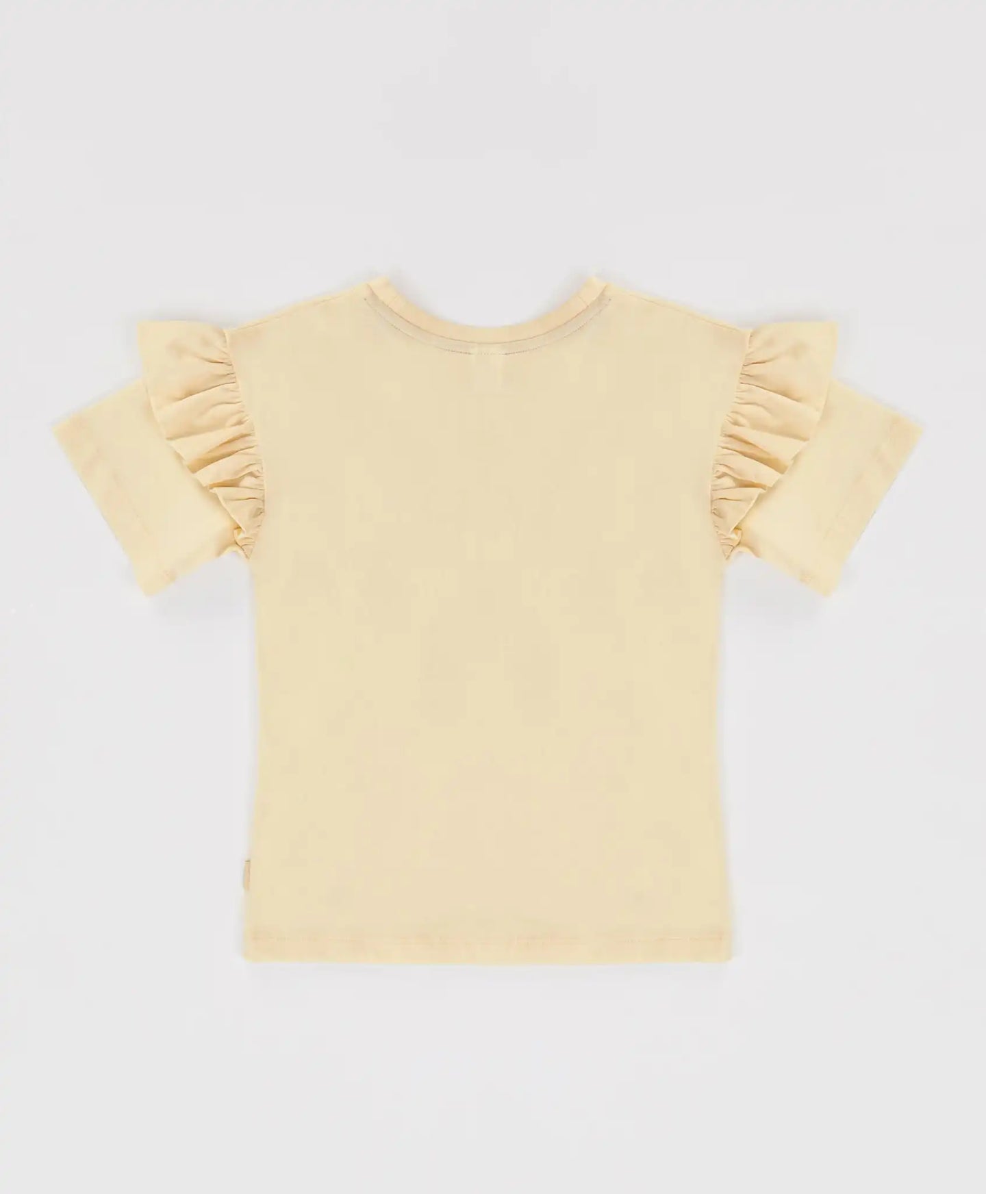 Tricou cu mâneci scurte și volan crem pentru fete Button Blue