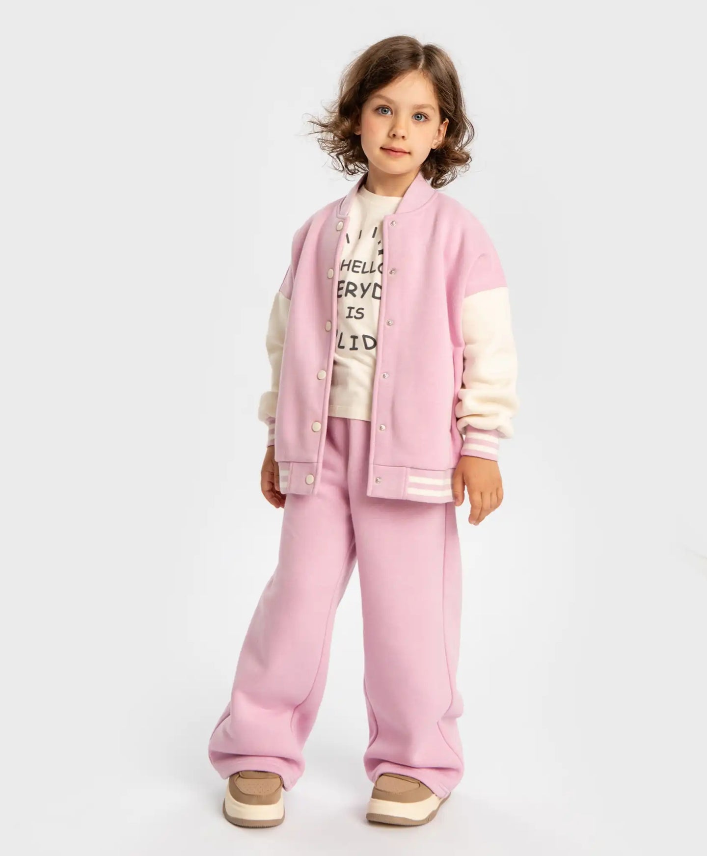 Jachetă bomber căptușită cu nasturi roz pentru fete Button Blue