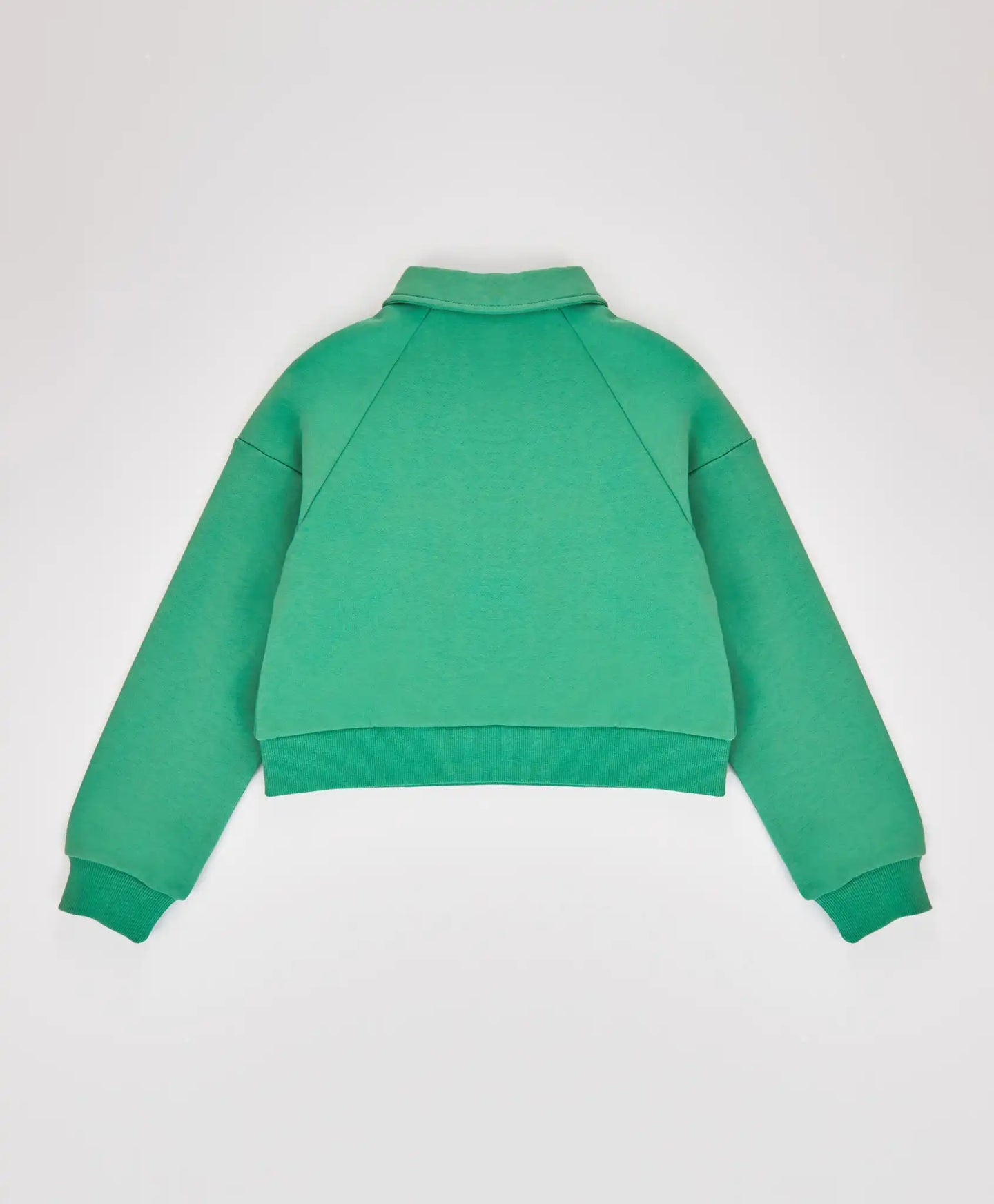 Hanorac scurt cu guler deschis și fermoar verde pentru fete Button Blue