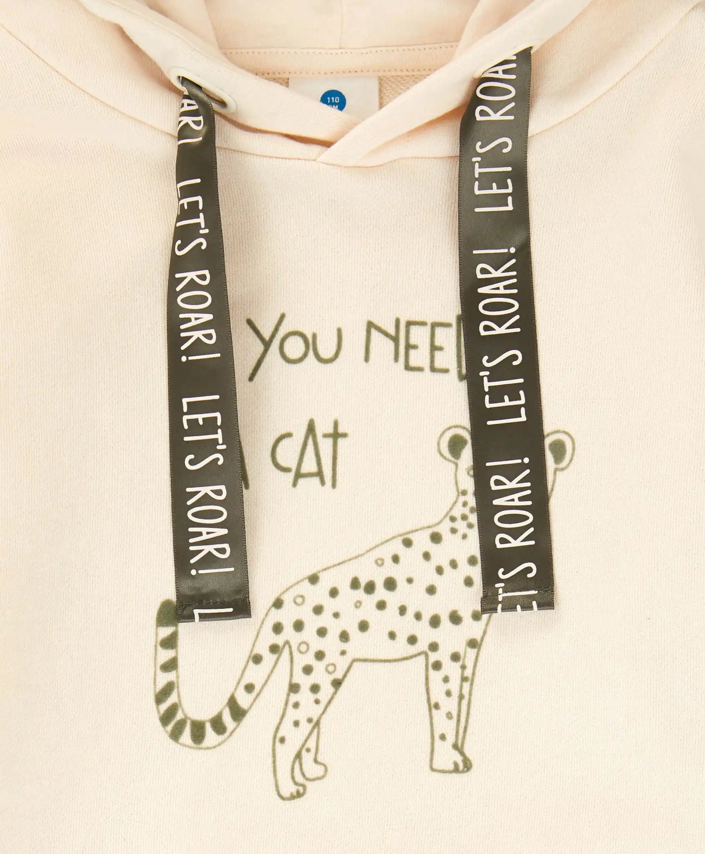 Hoodie cu glugă și imprimeu crem pentru fete Button Blue