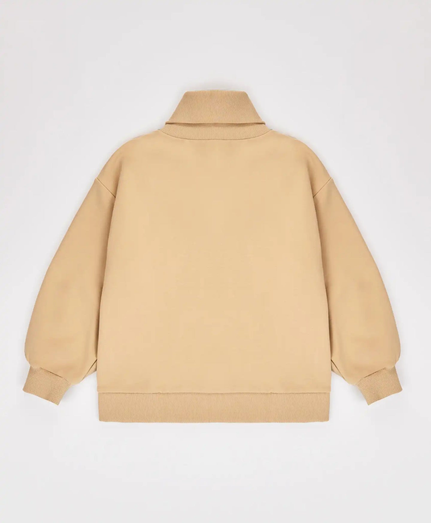 Pulover cu guler înalt și imprimeu animal pe fundal bej pentru fete Button Blue