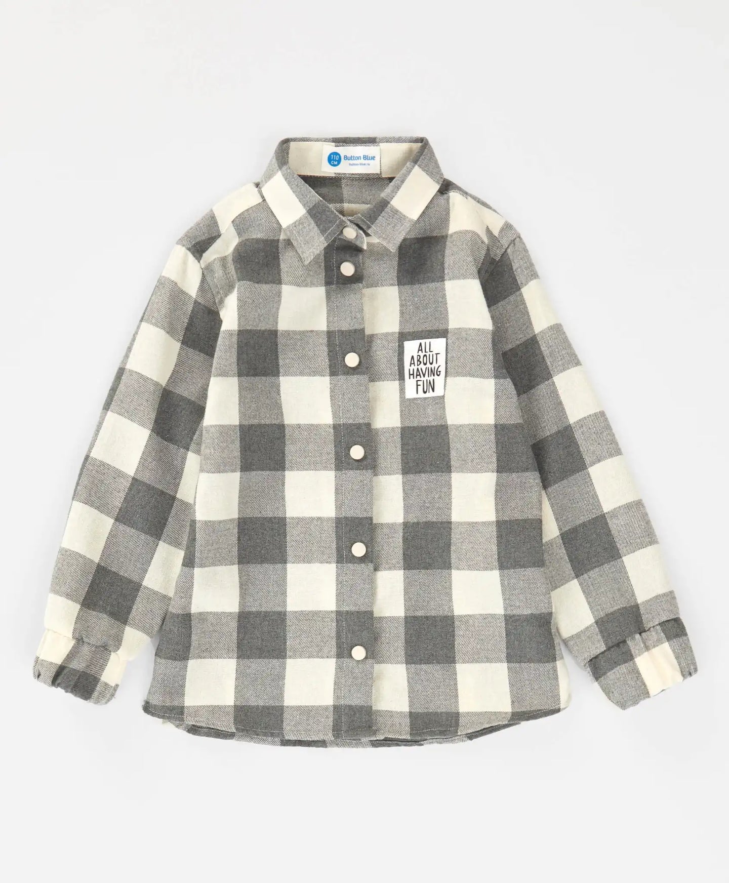 Cămașă cu nasturi, flanelată, în carouri, cu guler desfăcut, gri, pentru fată, Button Blue