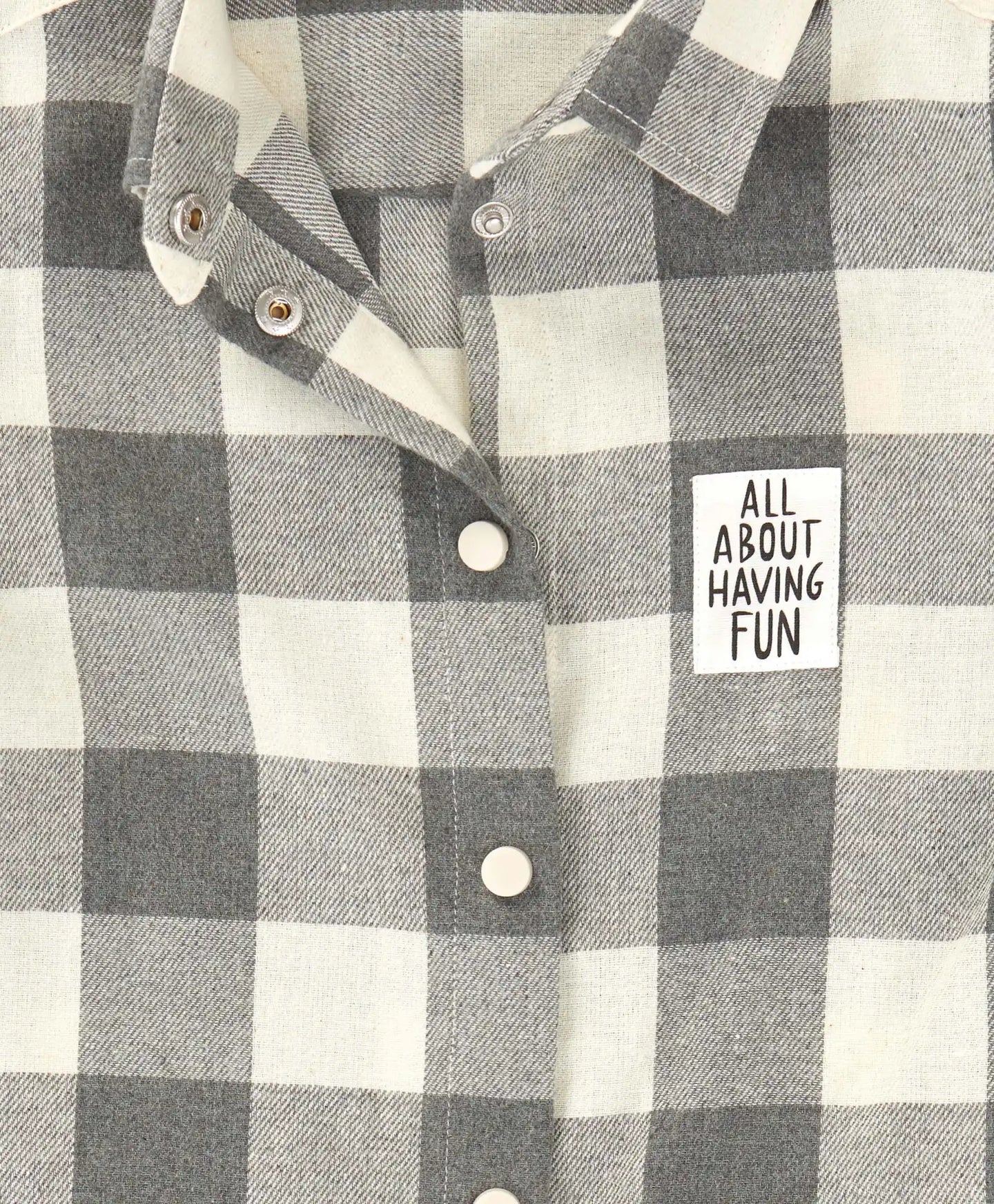 Cămașă cu nasturi, flanelată, în carouri, cu guler desfăcut, gri, pentru fată, Button Blue