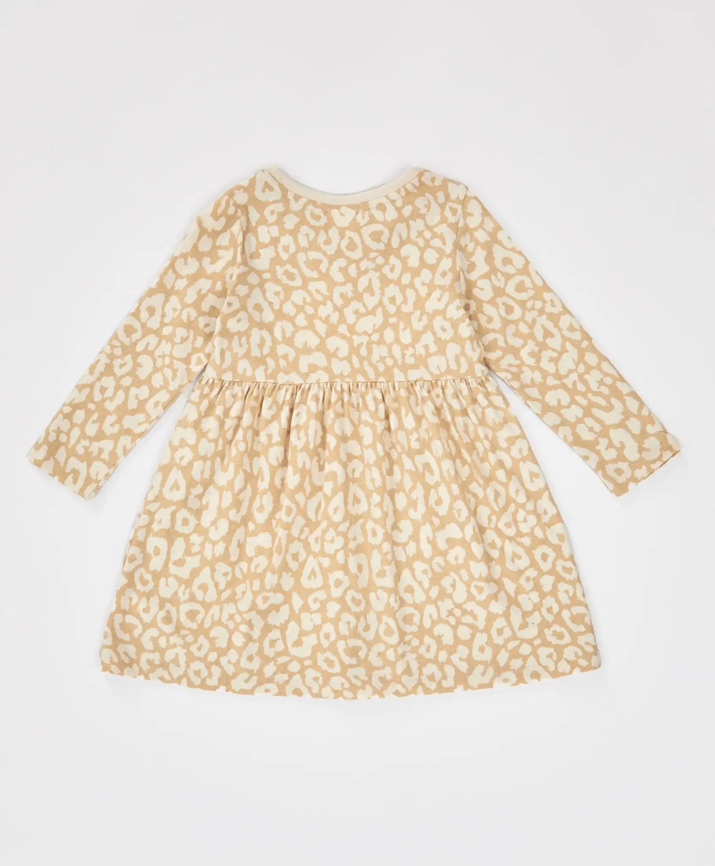 Rochie cu imprimeu leopard, mâneci lungi, bej, pentru fete Button Blue