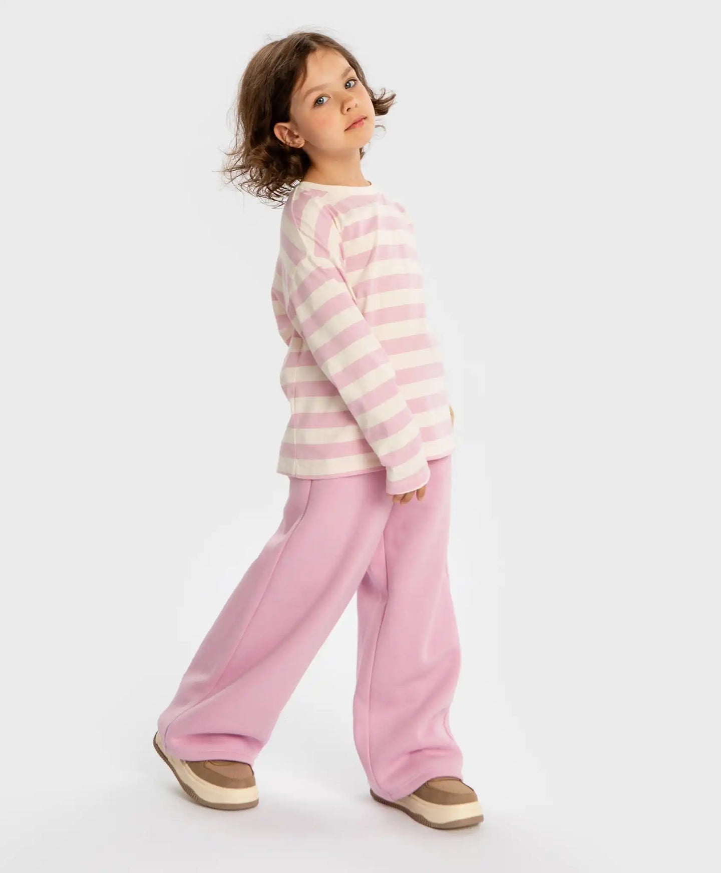 Pantaloni sport căptușiți, cu talie elastică, roz, pentru fată, Button Blue