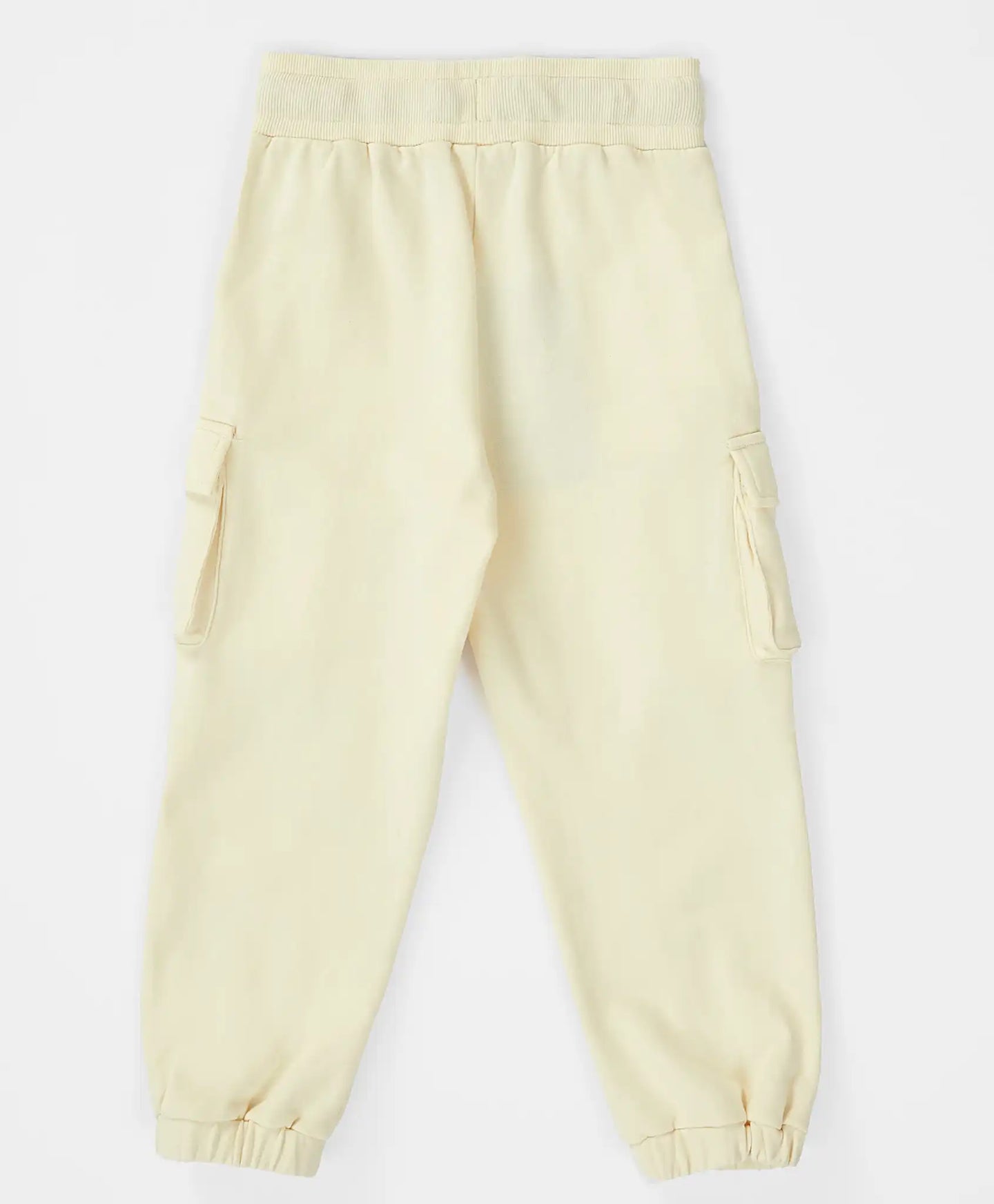 Joggeri cu patru buzunare și cusături exterioare, crem, pentru fată, Button Blue