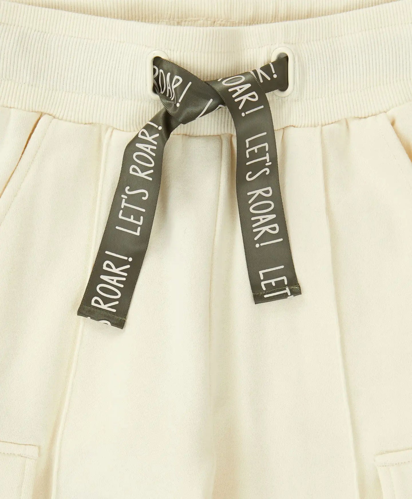 Joggeri cu patru buzunare și cusături exterioare, crem, pentru fată, Button Blue