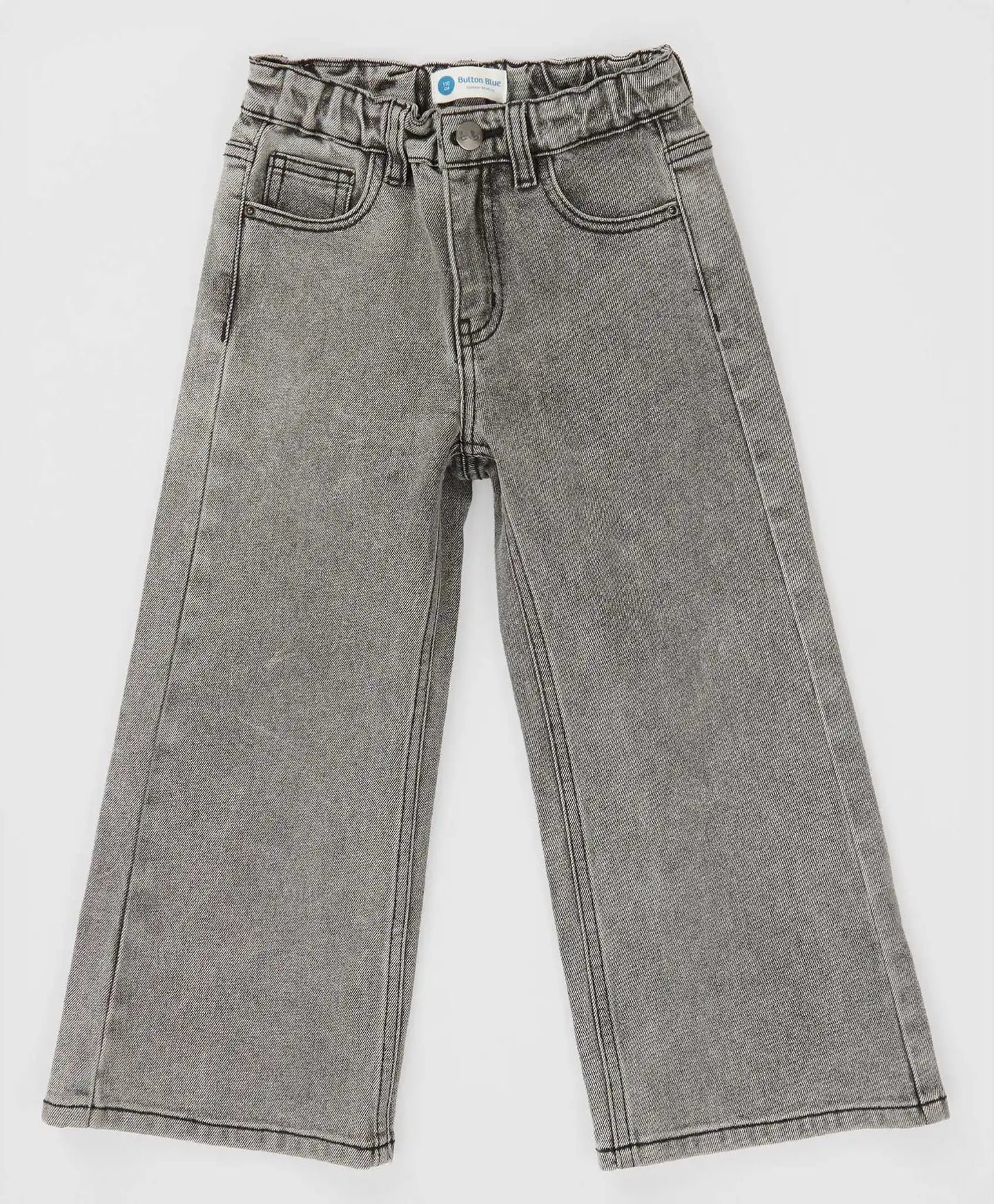 Blugi evazați, gri, pentru fată, Button Blue