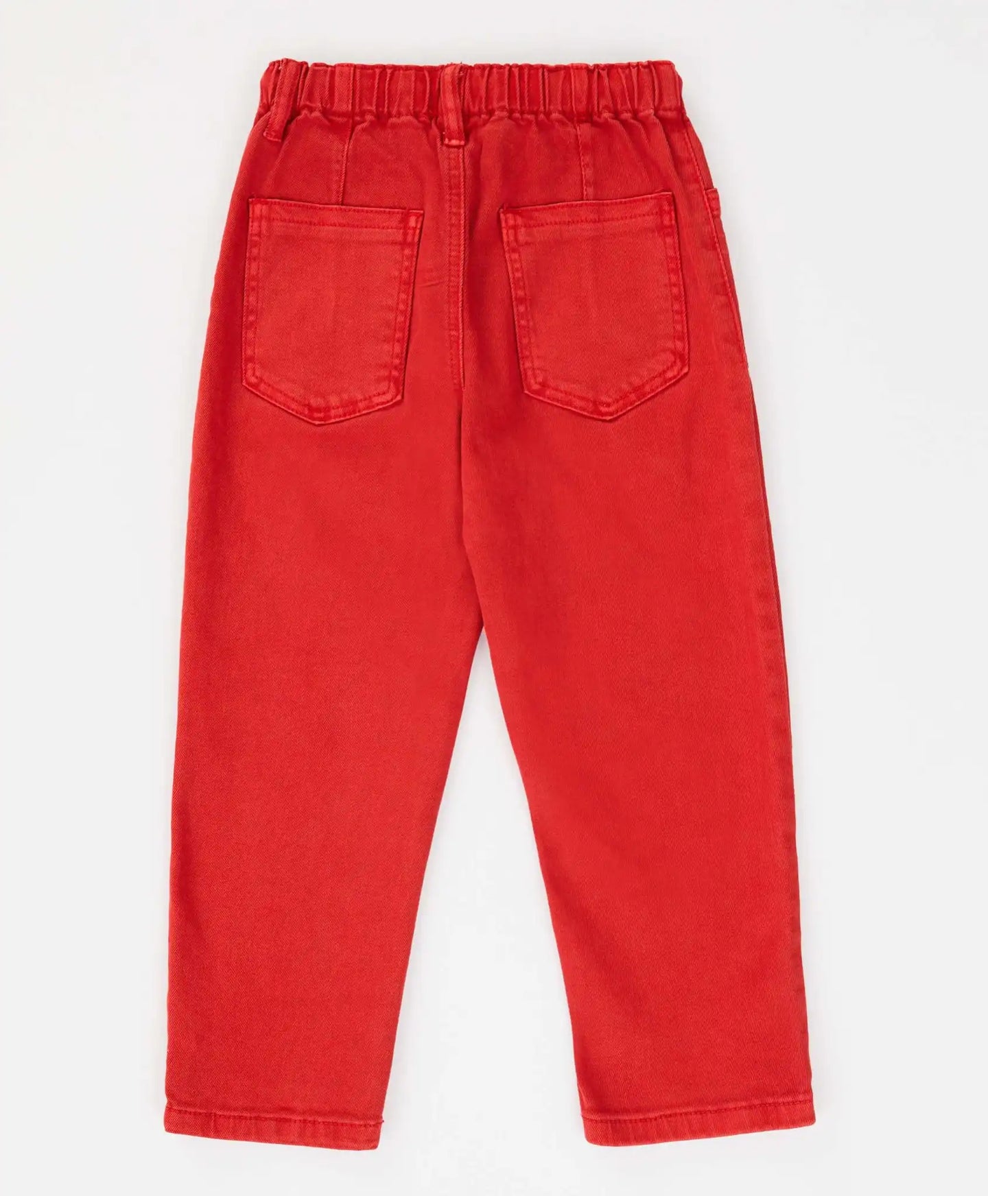 Blugi Mom fit, cu talie elastică și buzunare, corai, pentru fată, Button Blue