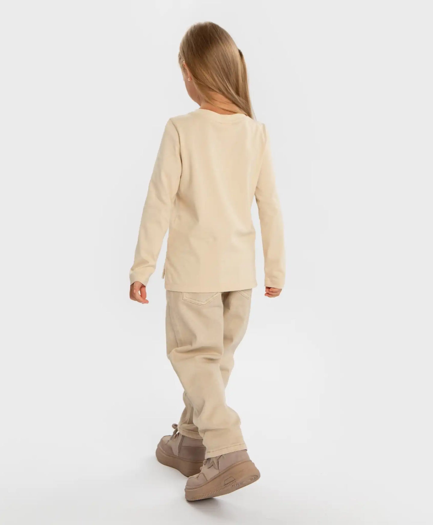 Blugi Mom fit, cu imprimeu leopard, bej, pentru fată, Button Blue