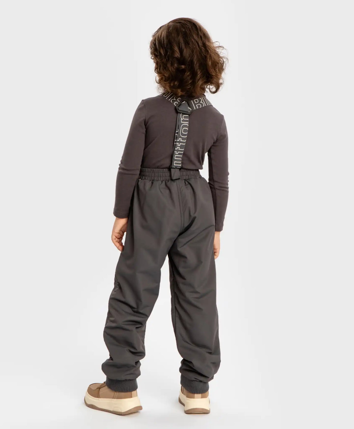 Pantaloni căptușiți, de sezon intermediar, impermeabili, cu bretele detașabile, gri, pentru copii, Button Blue