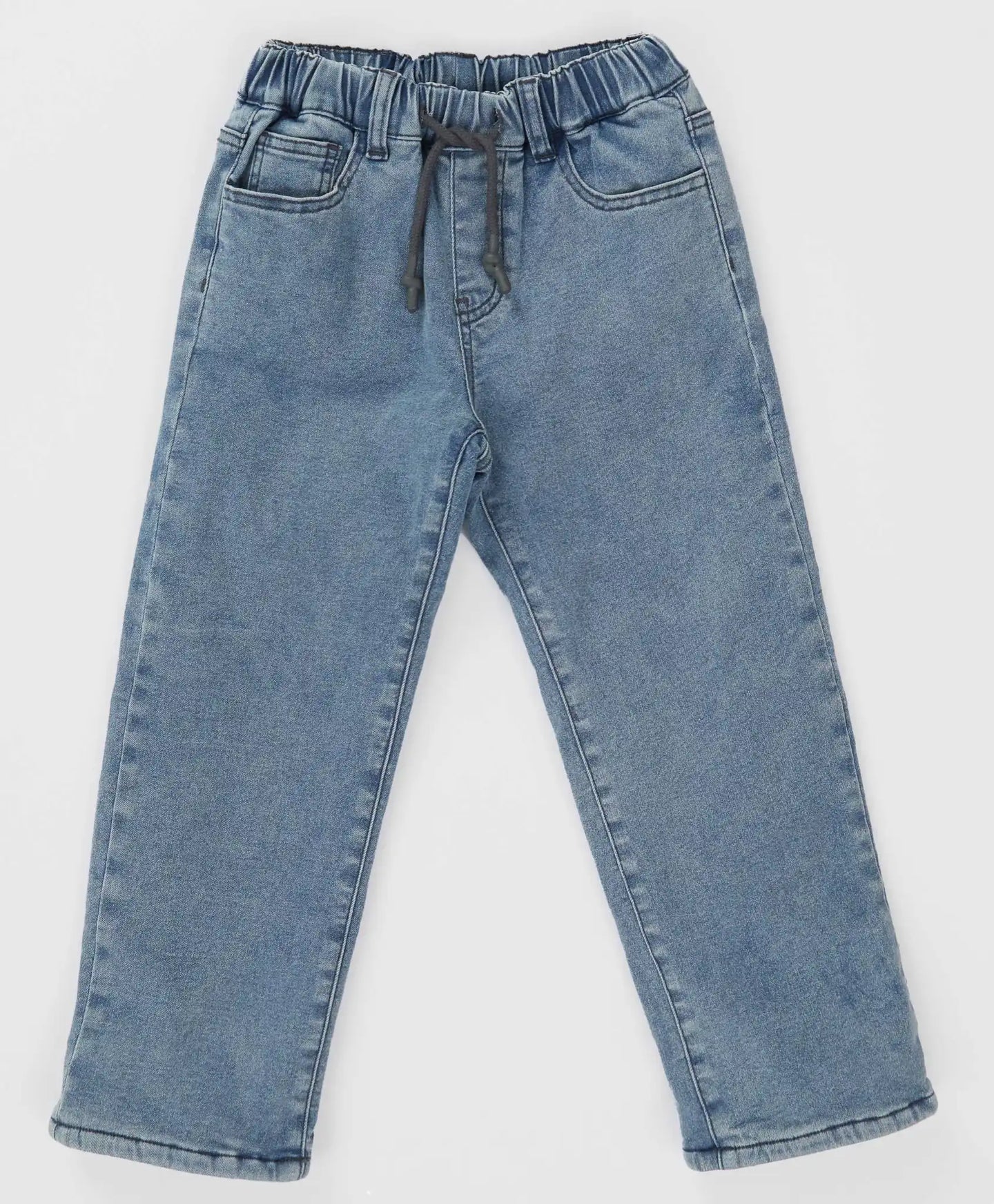 Blugi căptușiți, cu talie elastică, albaștri, pentru fată, Button Blue