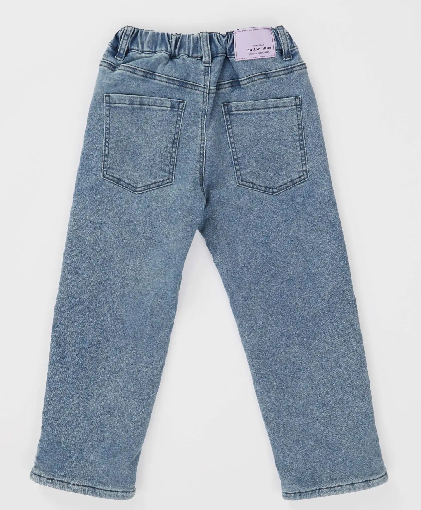 Blugi căptușiți, cu talie elastică, albaștri, pentru fată, Button Blue