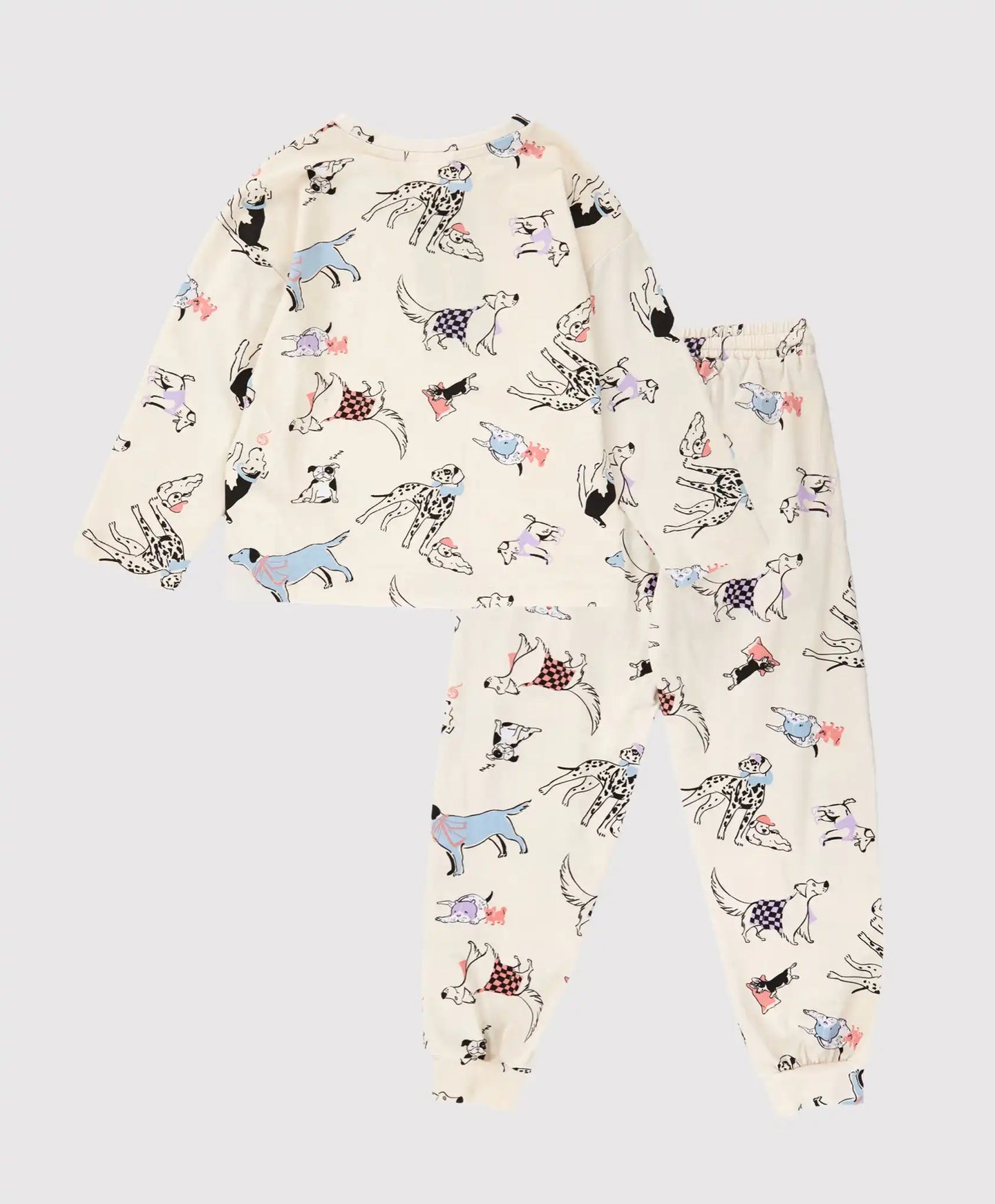 Pijamale cu joggeri și tricou cu mânecă lungă, cu imprimeu, crem, pentru fată, Button Blue